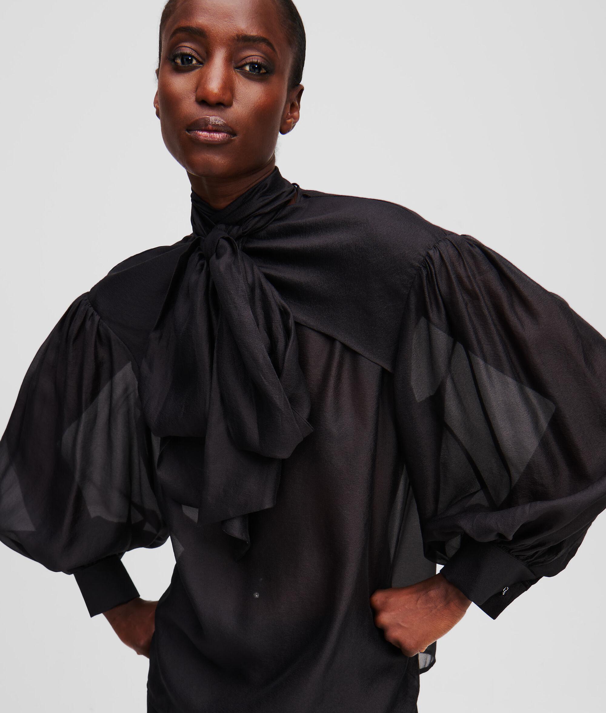 BOW-DETAIL METALLIC BLOUSE Product Image