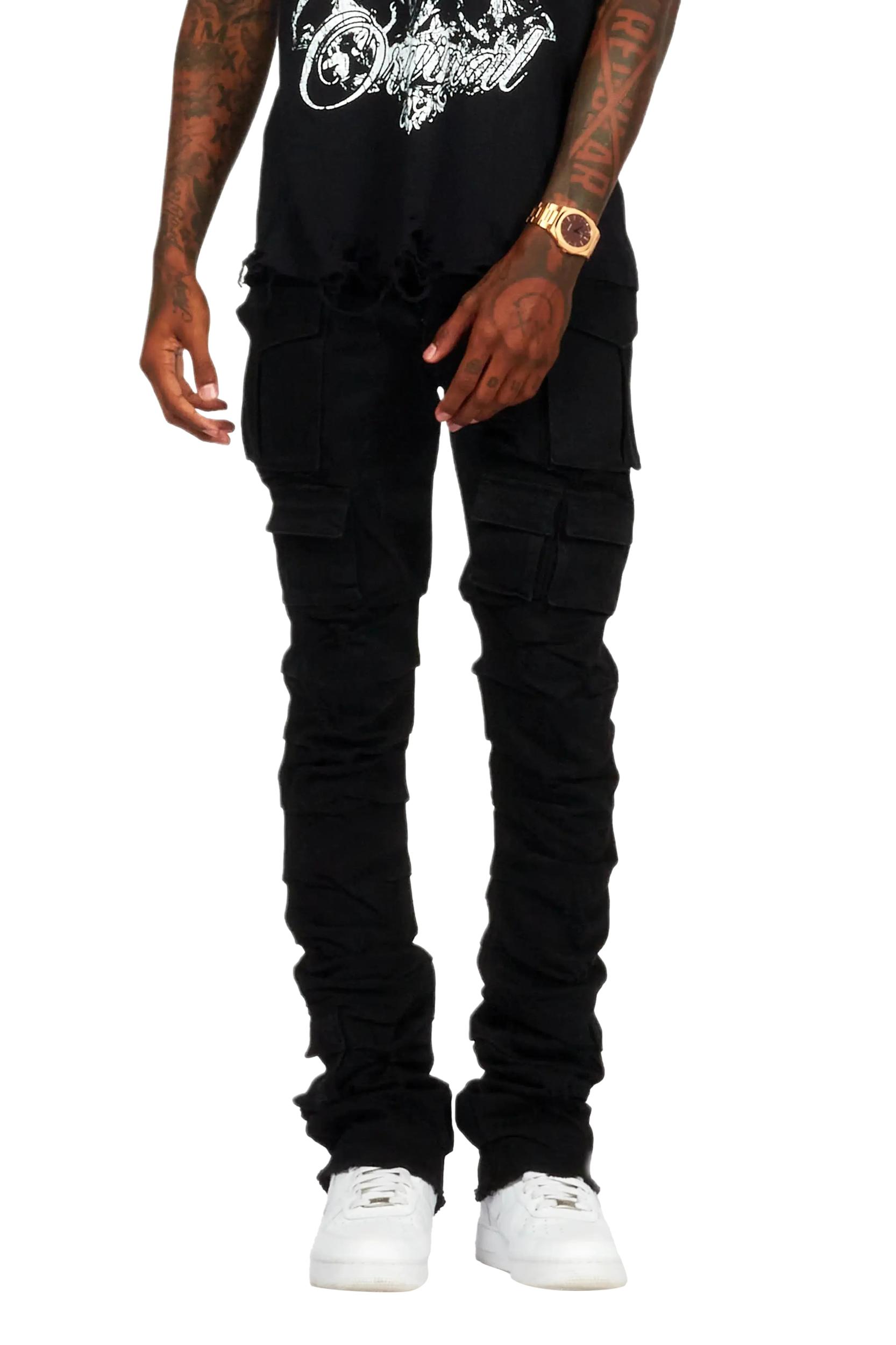 Gentry Black Stacked Flare Jean Male Product Image