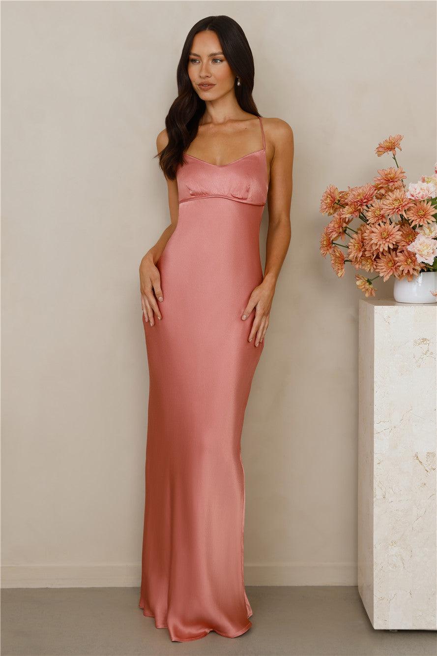 The Samara Satin Maxi Dress Rose Product Image