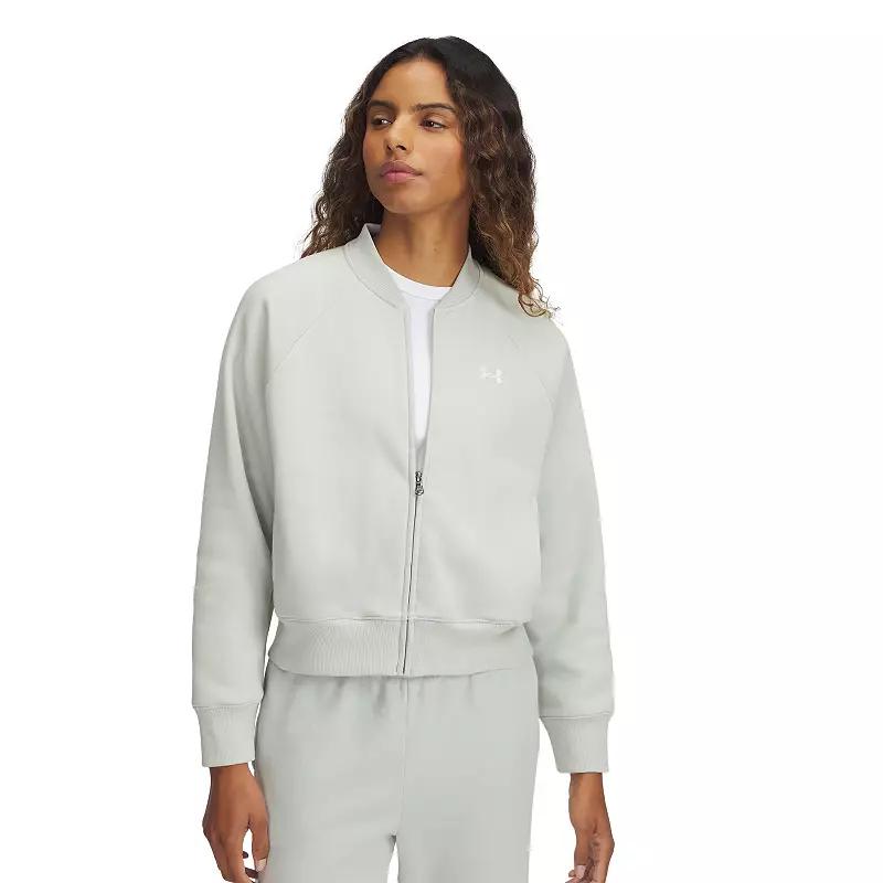 Women's Under Armour Rival Fleece Bomber Jacket, Size: Medium, Hydro Green Product Image