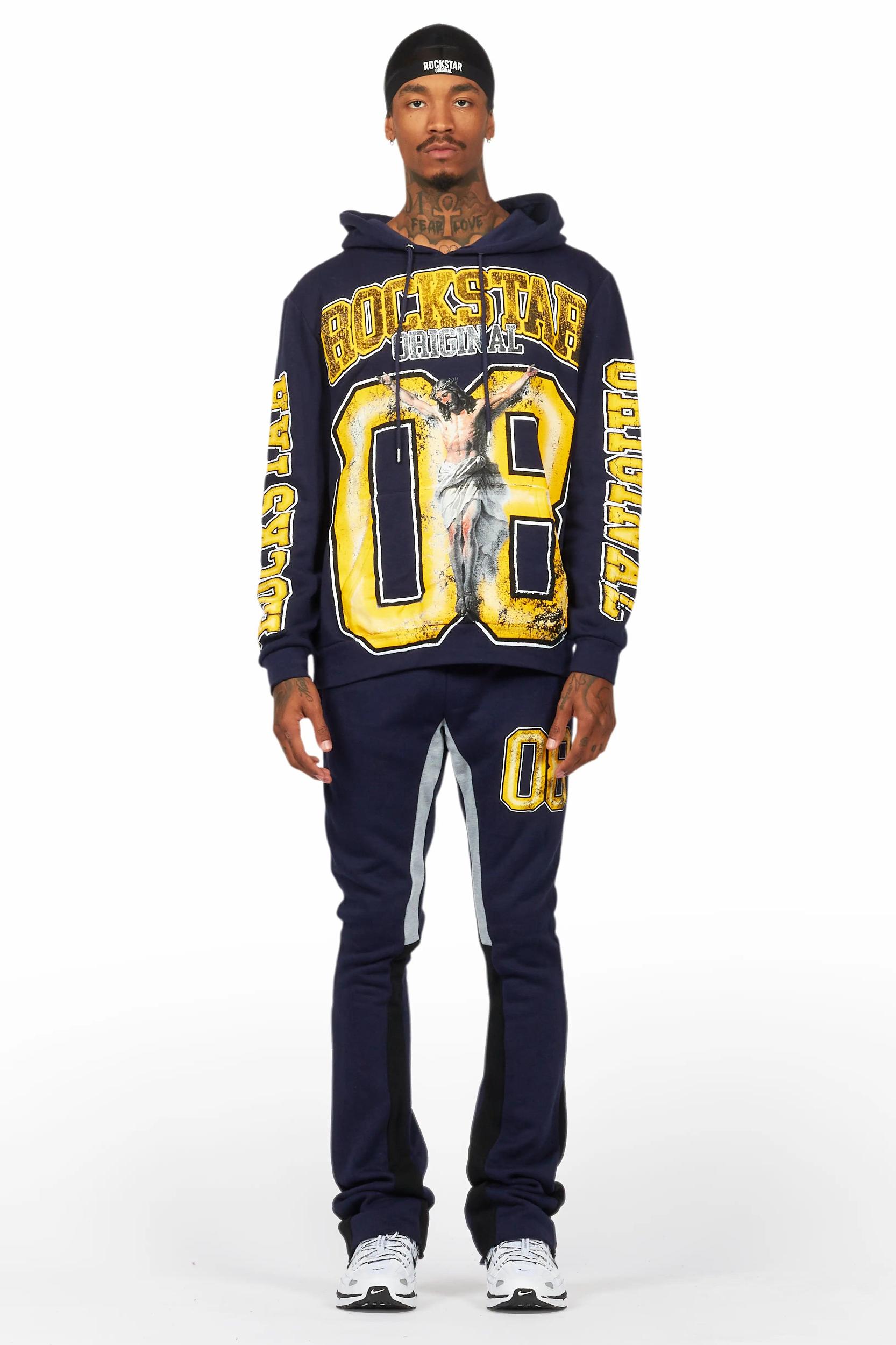 Fields Navy Stacked Flare Hoodie Track Set Male Product Image