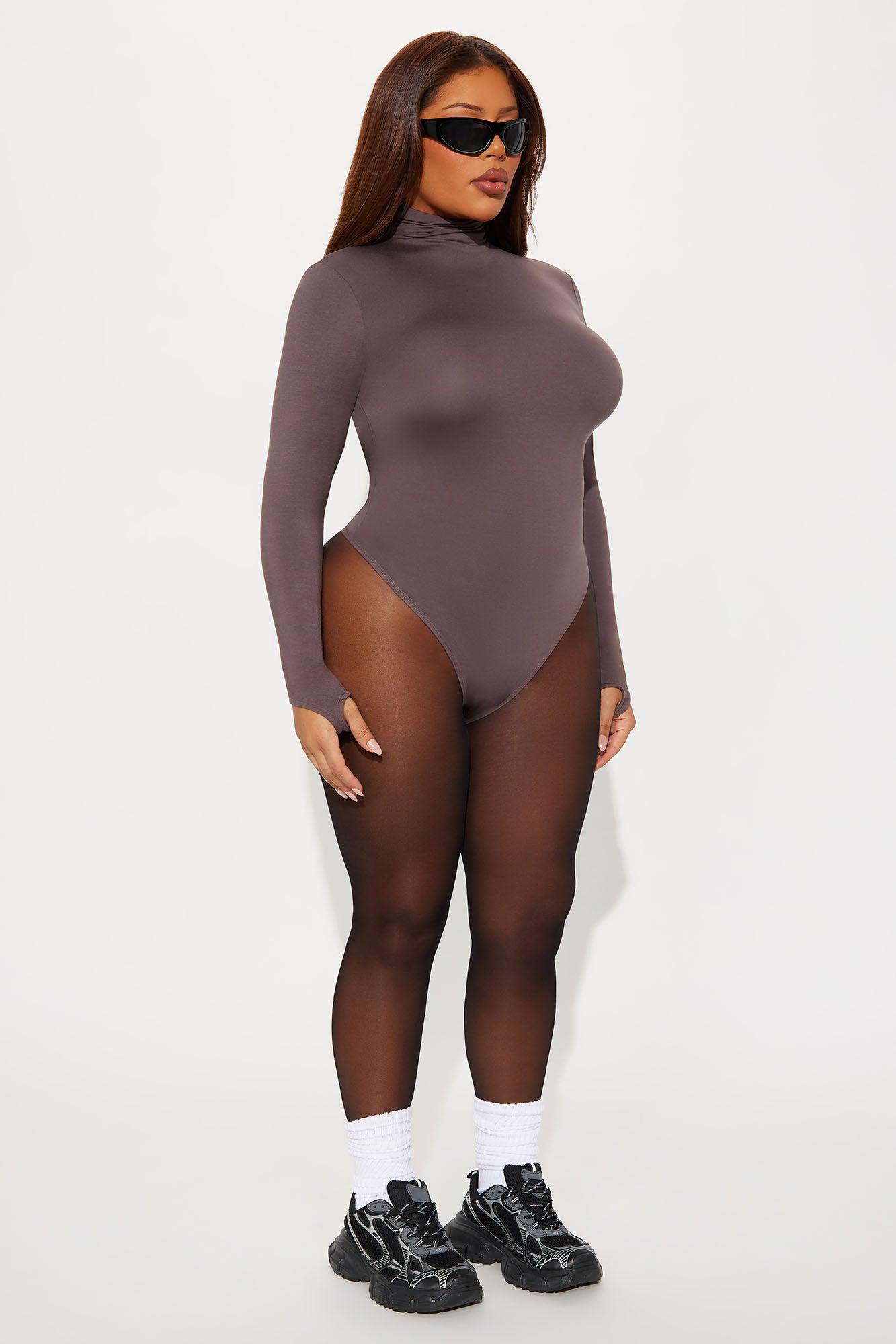 Modal Open Back Bodysuit - Chocolate Female Product Image
