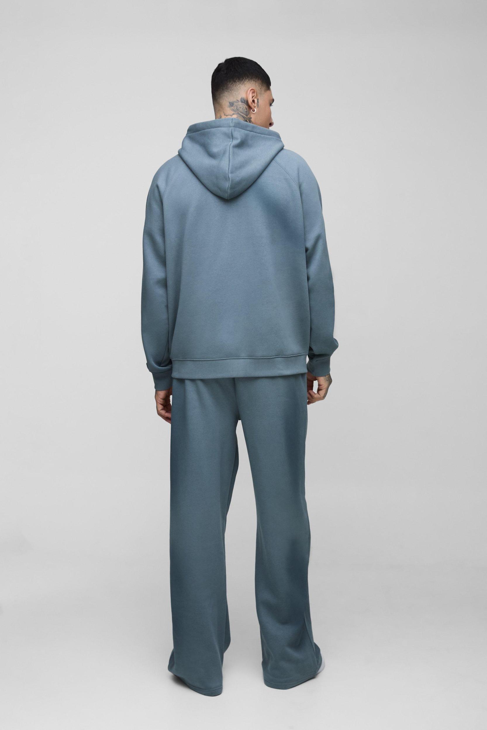 Tall Oversize Raglan Zip Thru Embroidered Spray Wash Hoodie | boohooMAN USA Product Image