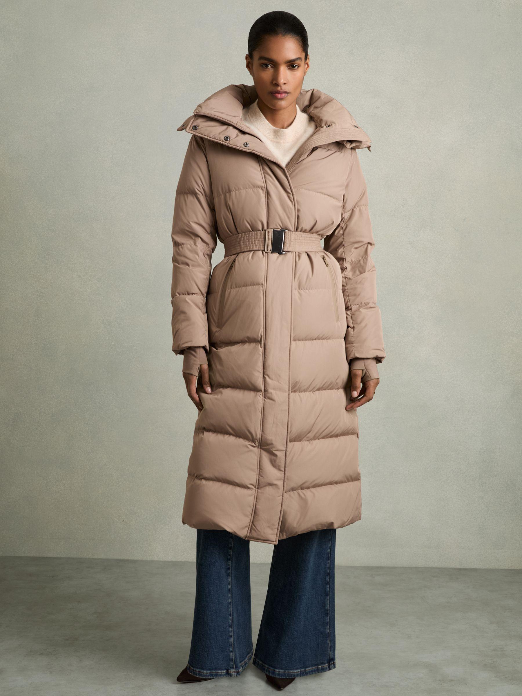 Petite Longline Hooded Puffer Coat in Mink Neutral Product Image