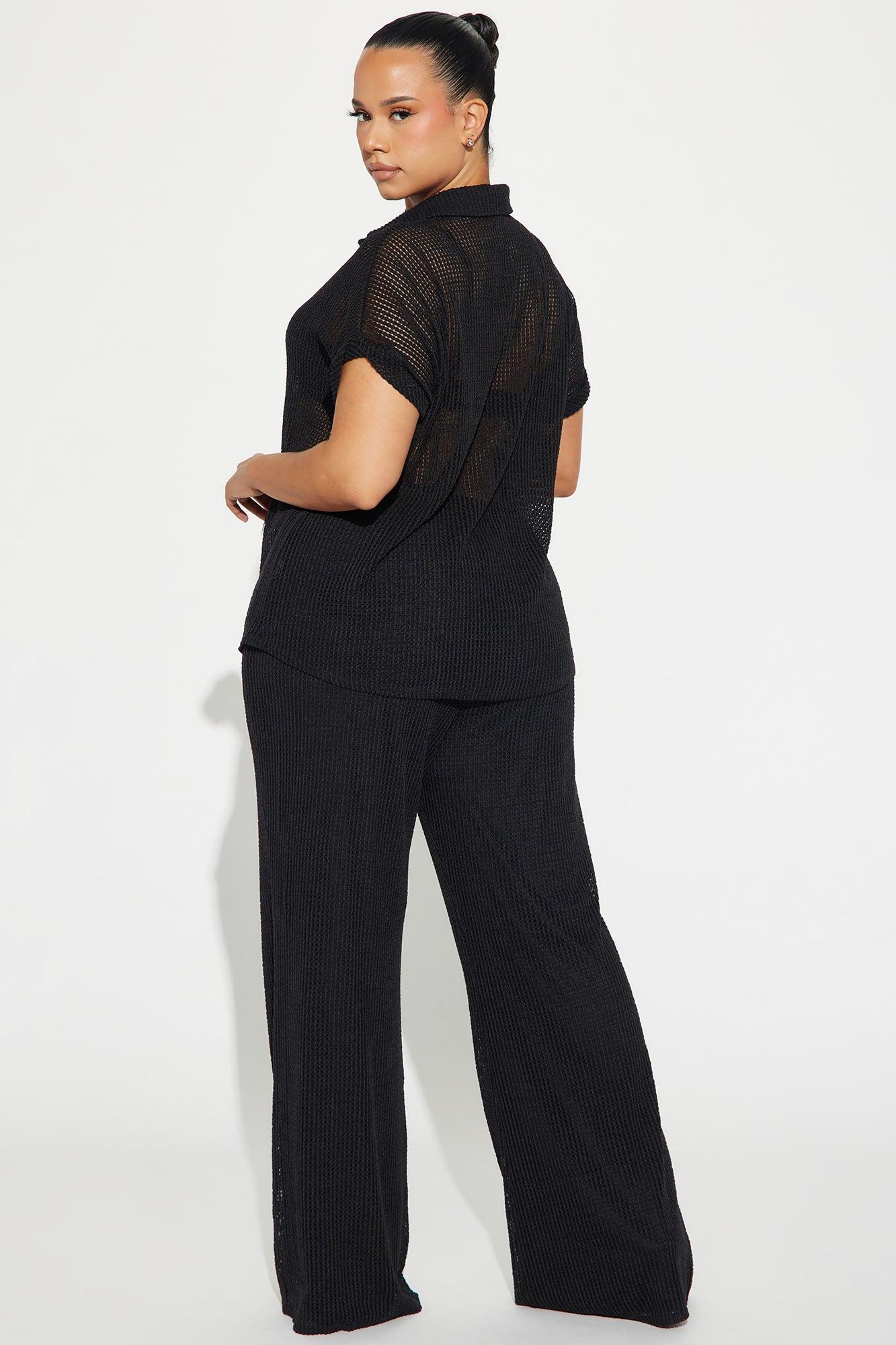 Paradise Livin' Crochet Pant Set - Black Product Image