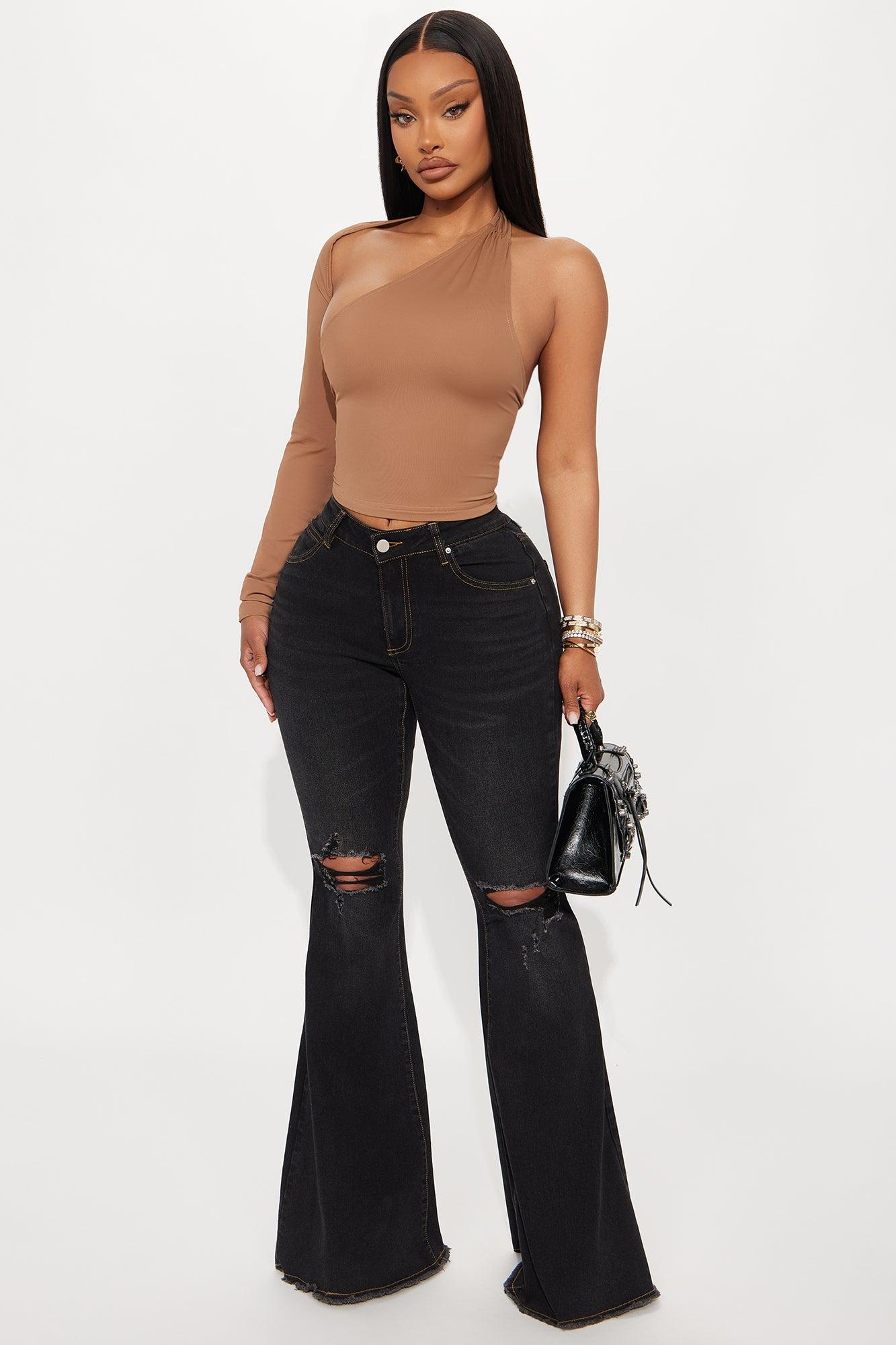 Warm Sensation Cropped Long Sleeve Top - Mocha Female Product Image