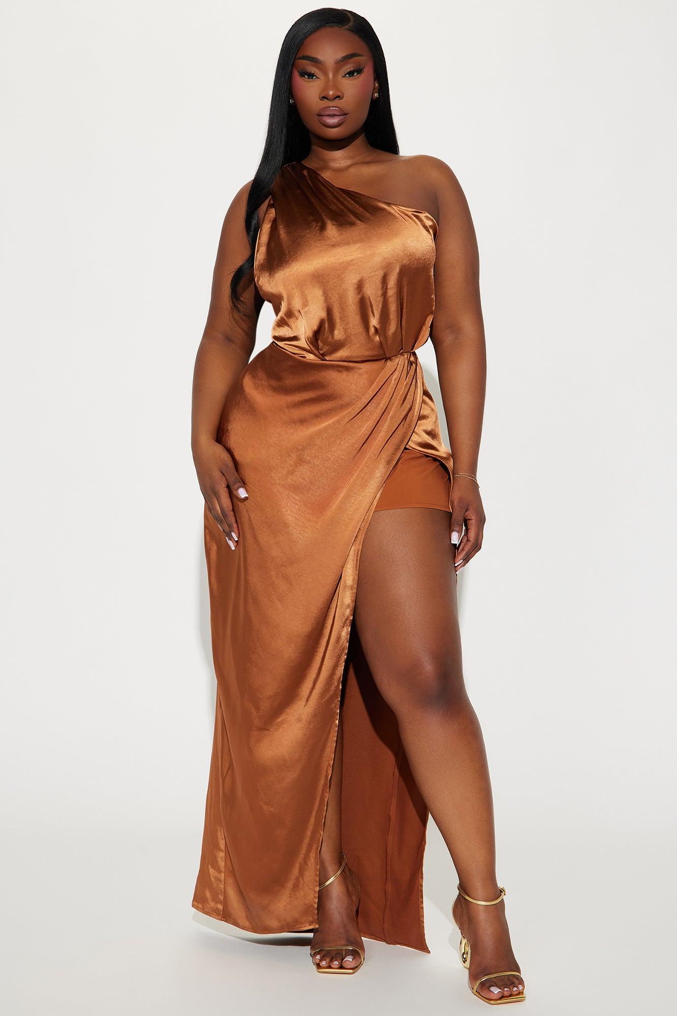 Ashling One Shoulder Gown - Brown Product Image