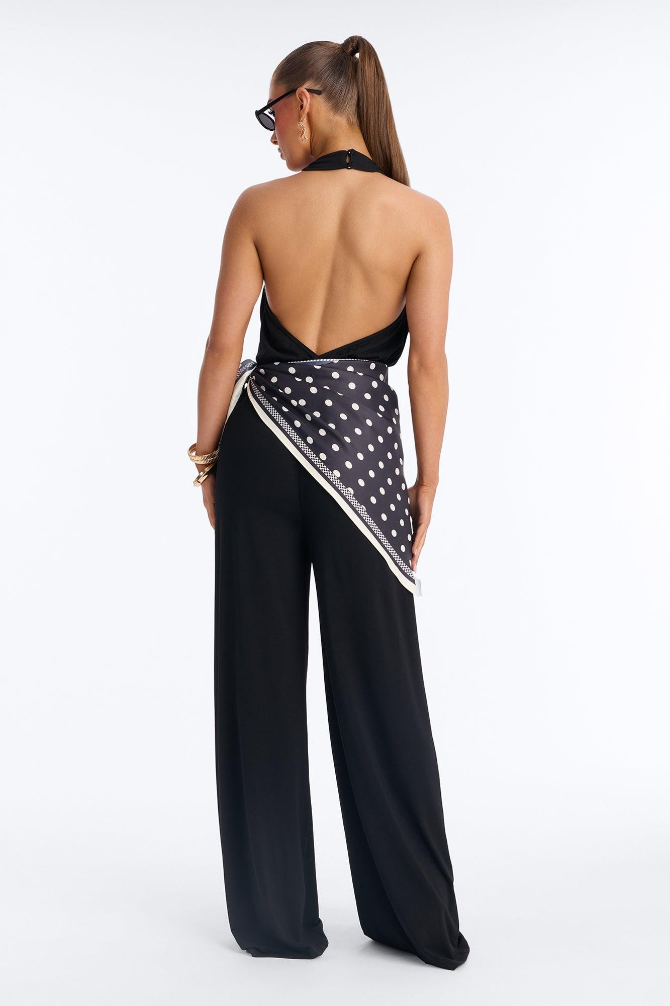 Joanne Backless Scarf Tie 2 Piece Jumpsuit Set - Black Female Product Image