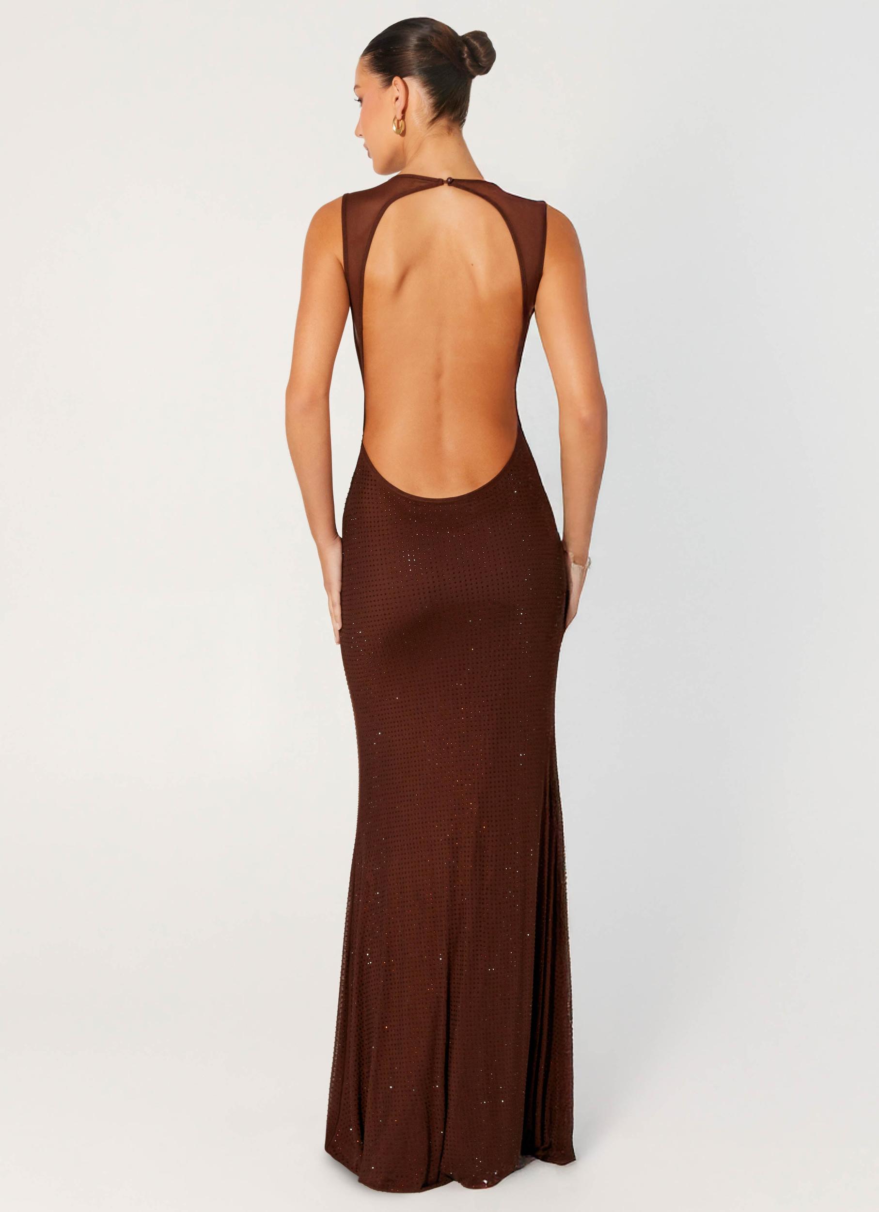 Hot Sequins Maxi Dress - Chocolate Product Image