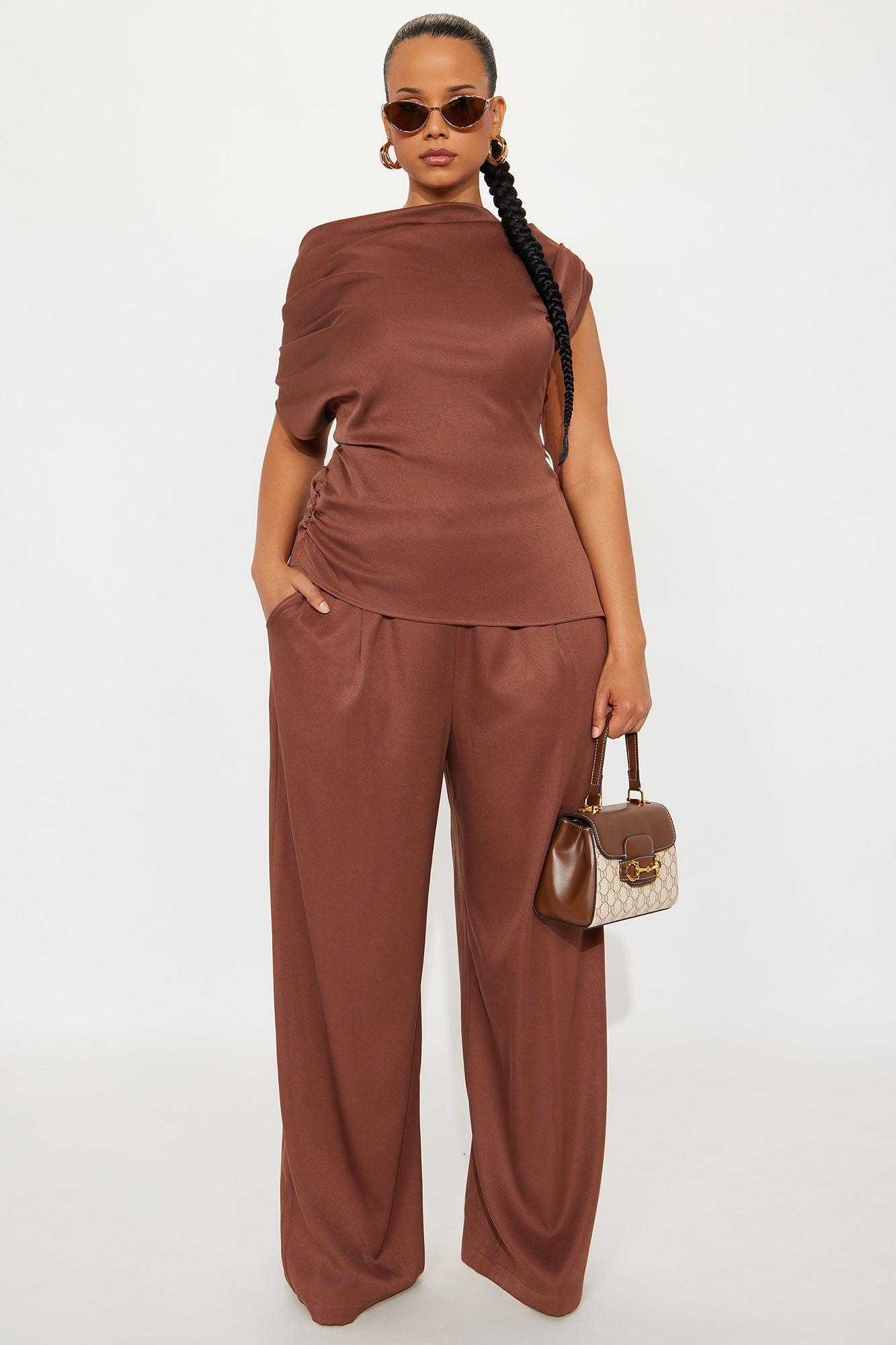 Poised To Perfection Pant Set - Chocolate Product Image