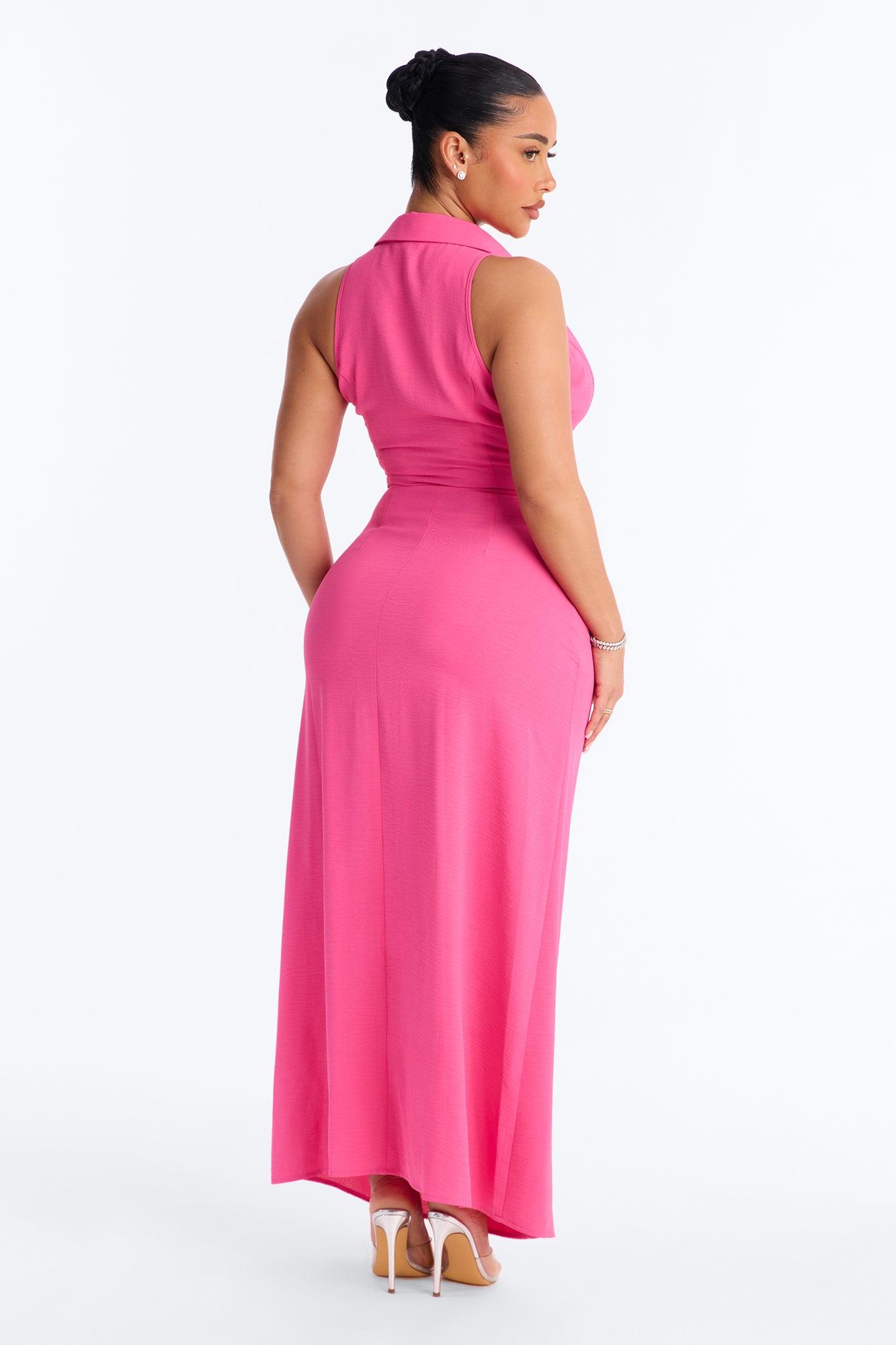 Avery Collared Maxi Dress - Pink Female Product Image