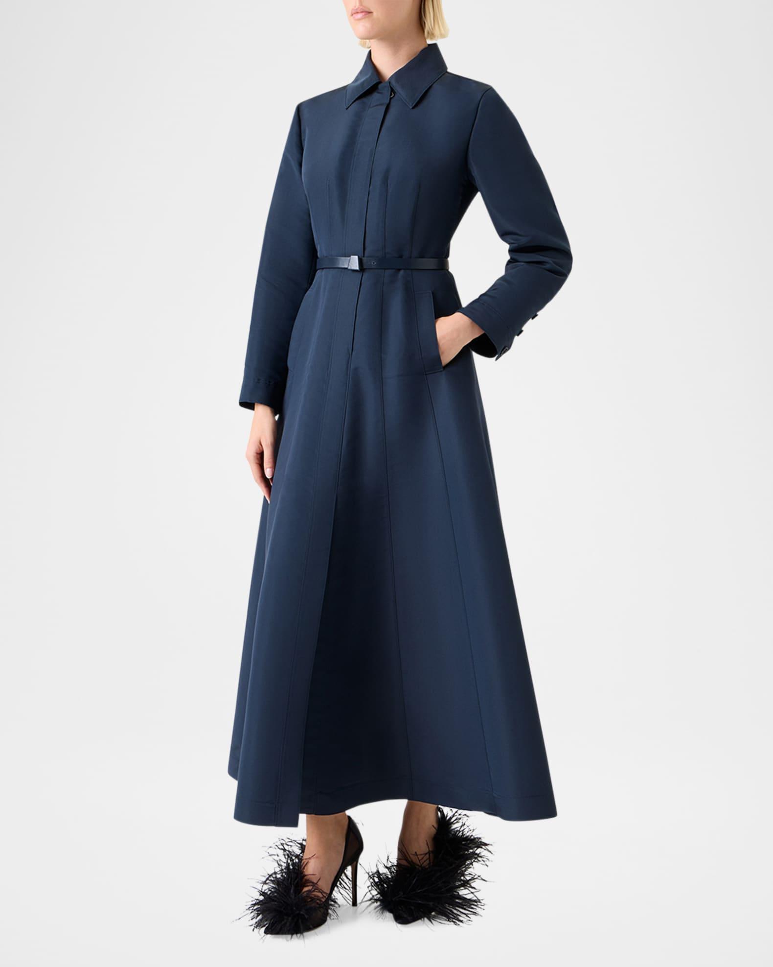 Ottoman Silk Belted A-Line Midi Shirtdress Product Image