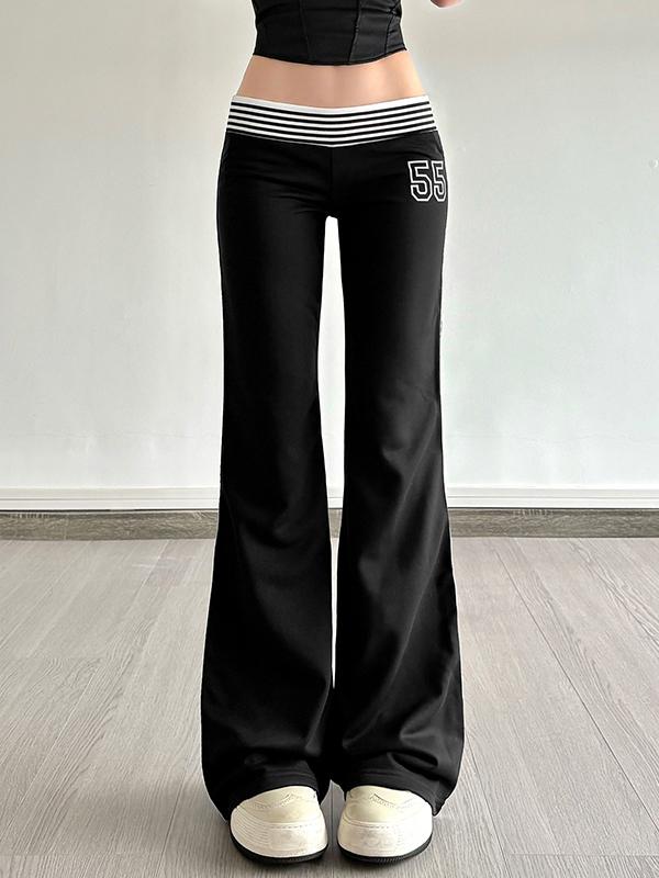 Contrasting Color Waist Straight Leg Pants Product Image