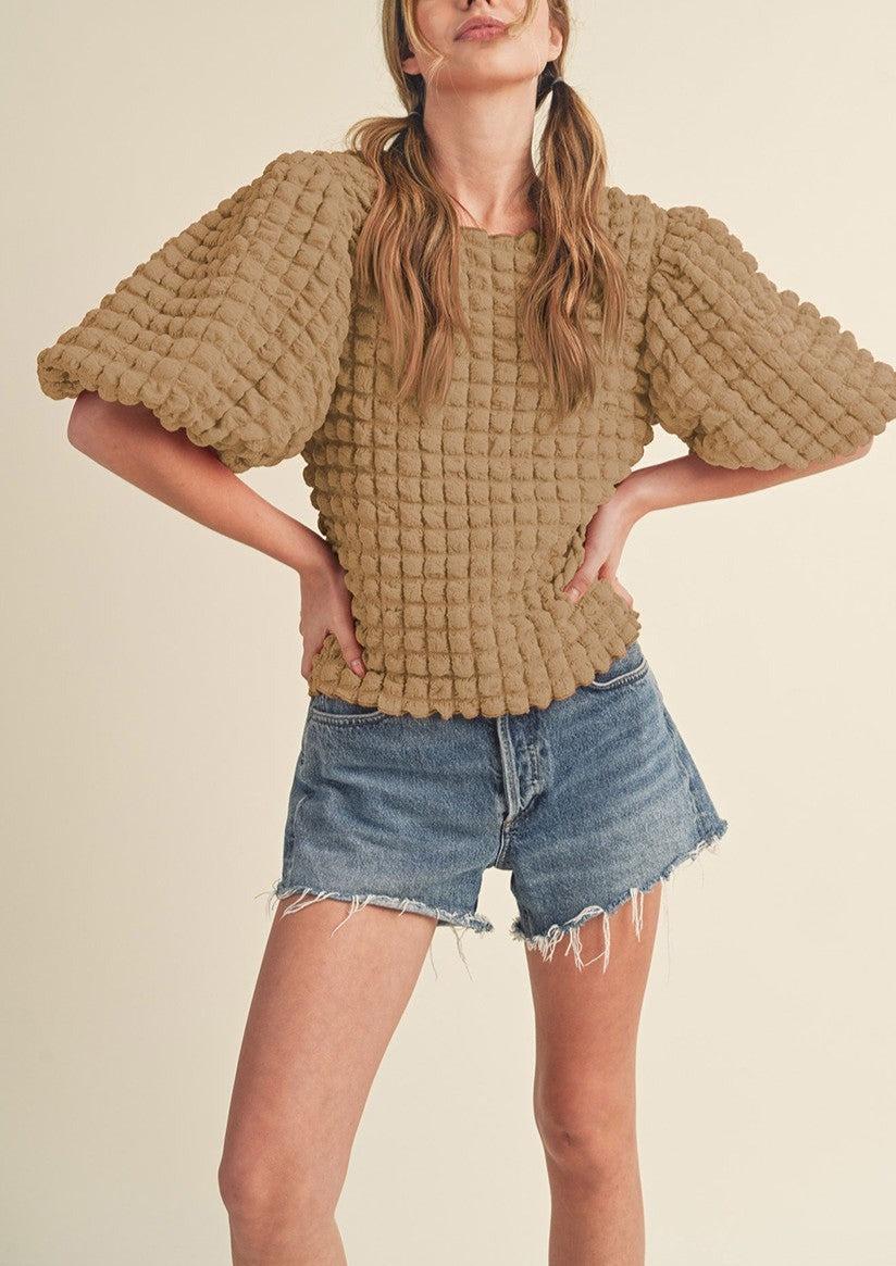 Bubble Sleeve Top Product Image