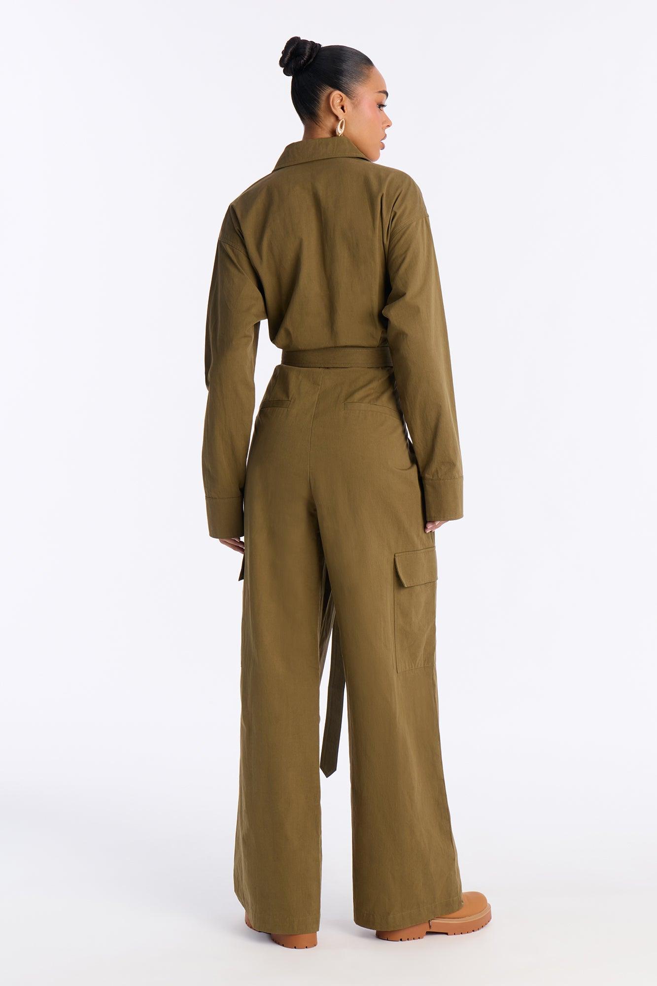 Streetwear Muse Utility Wide Leg Jumpsuit - Olive Female Product Image