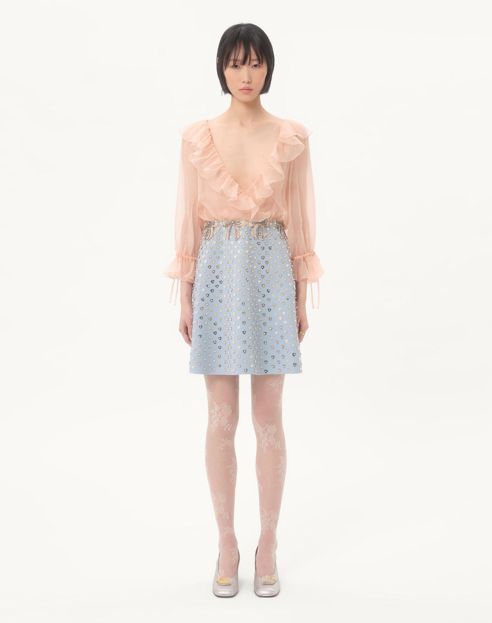 Embroidered Crepe Couture Short Dress Product Image