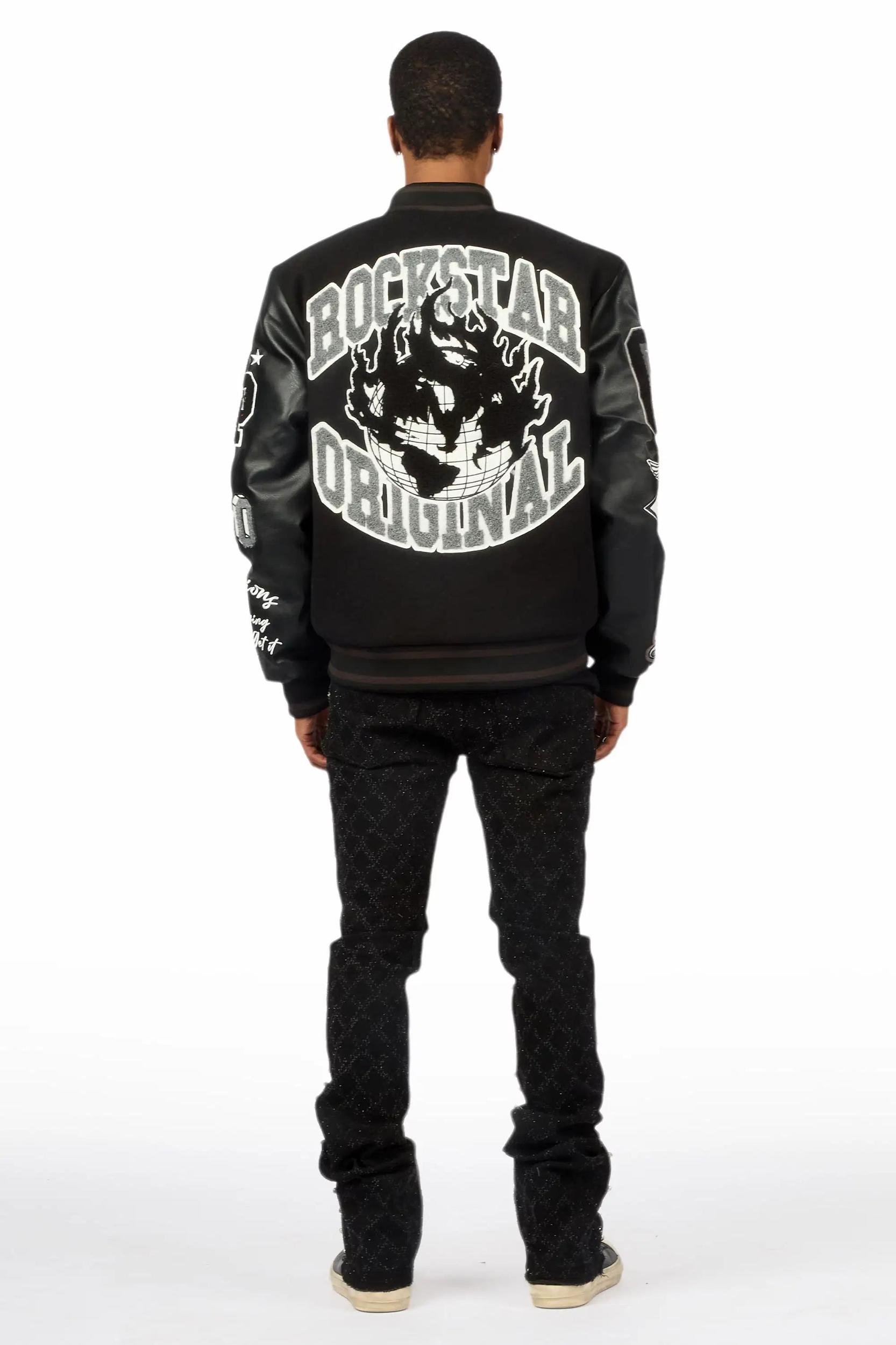 Glit Black Rhinestone Stacked Flare Jean Male Product Image