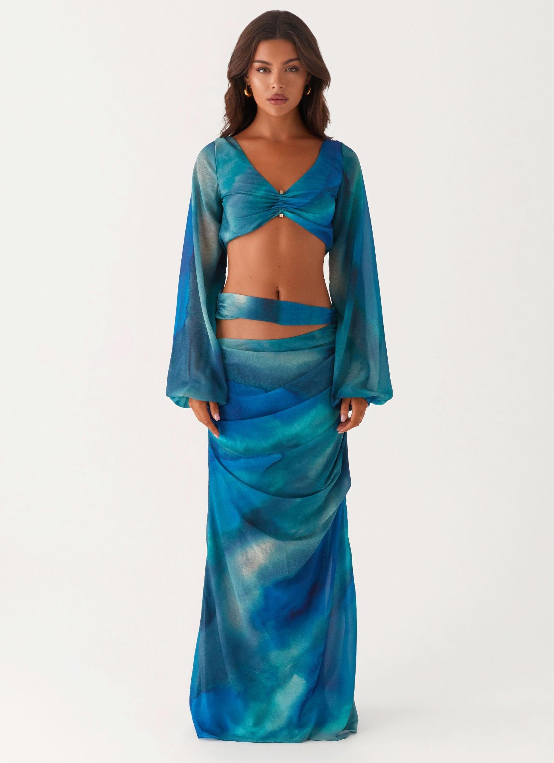 Austin Long Sleeve Top - Blue Tie Dye Product Image