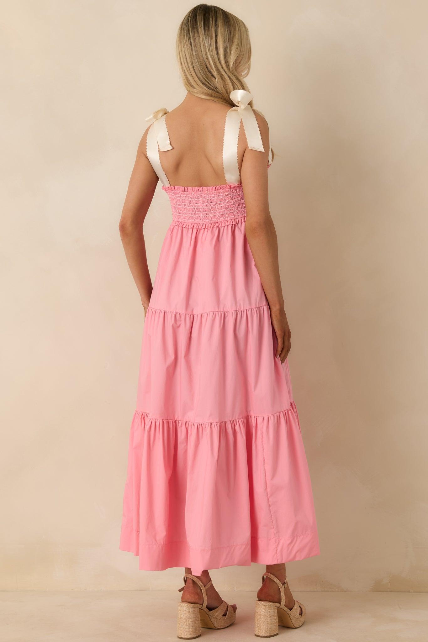 The Felicity Pink Coral Cotton Midi Dress L / Pink Product Image