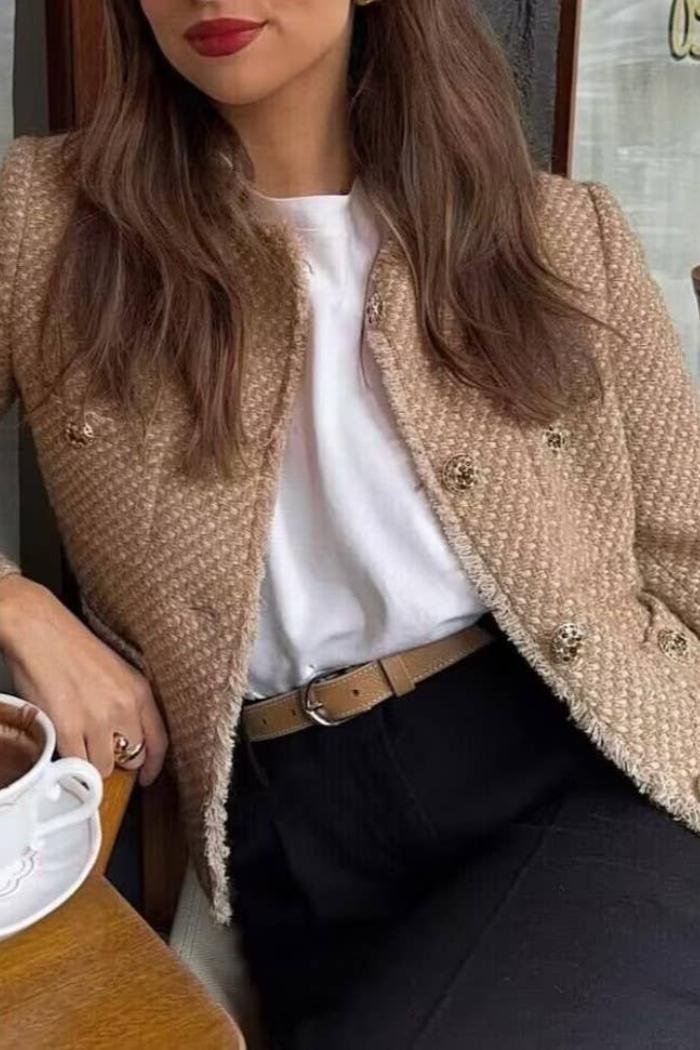 Elegant Vintage Pocket Cropped Jacket Product Image