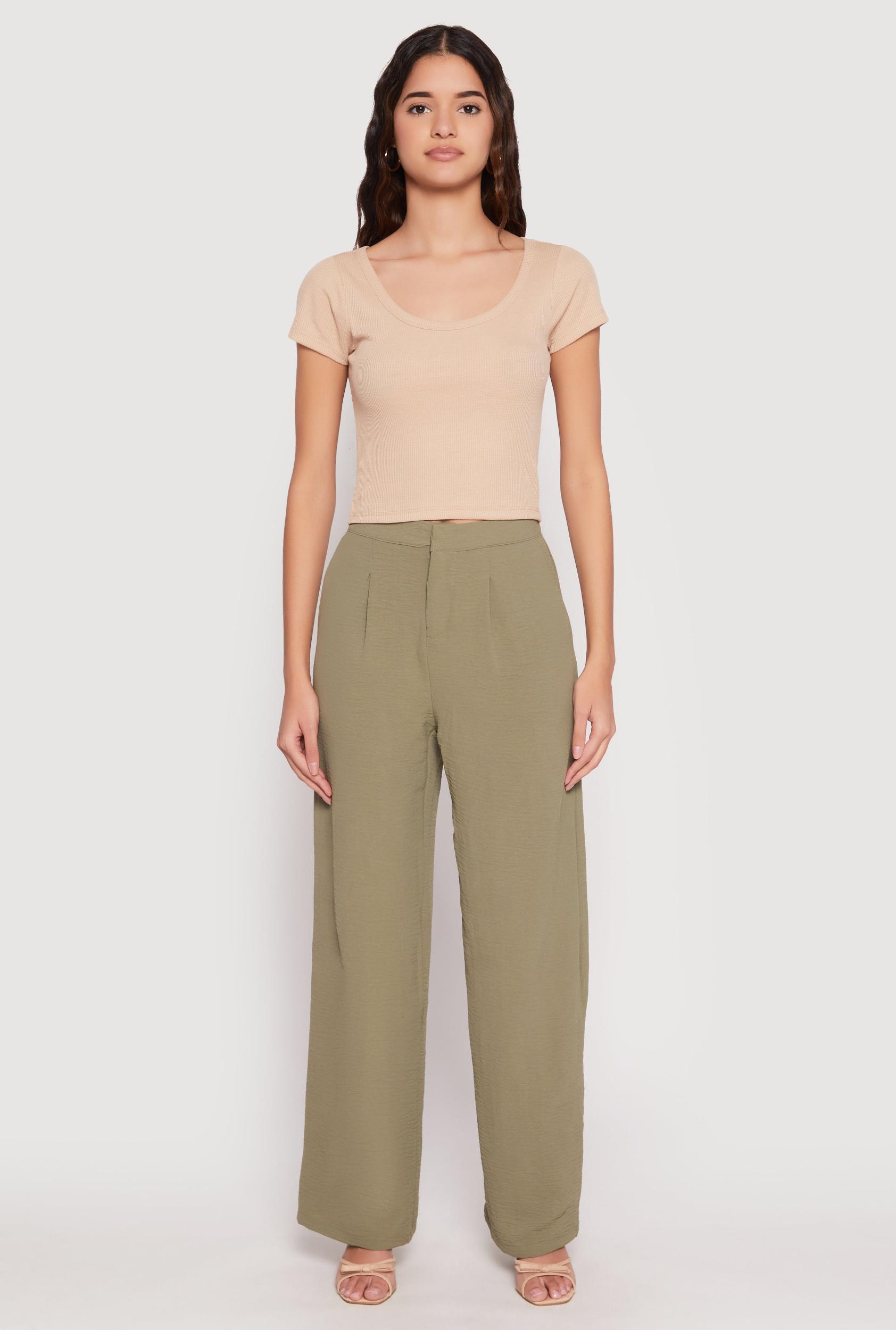 Womens Waffle Knit Short Sleeve Crop Top Product Image