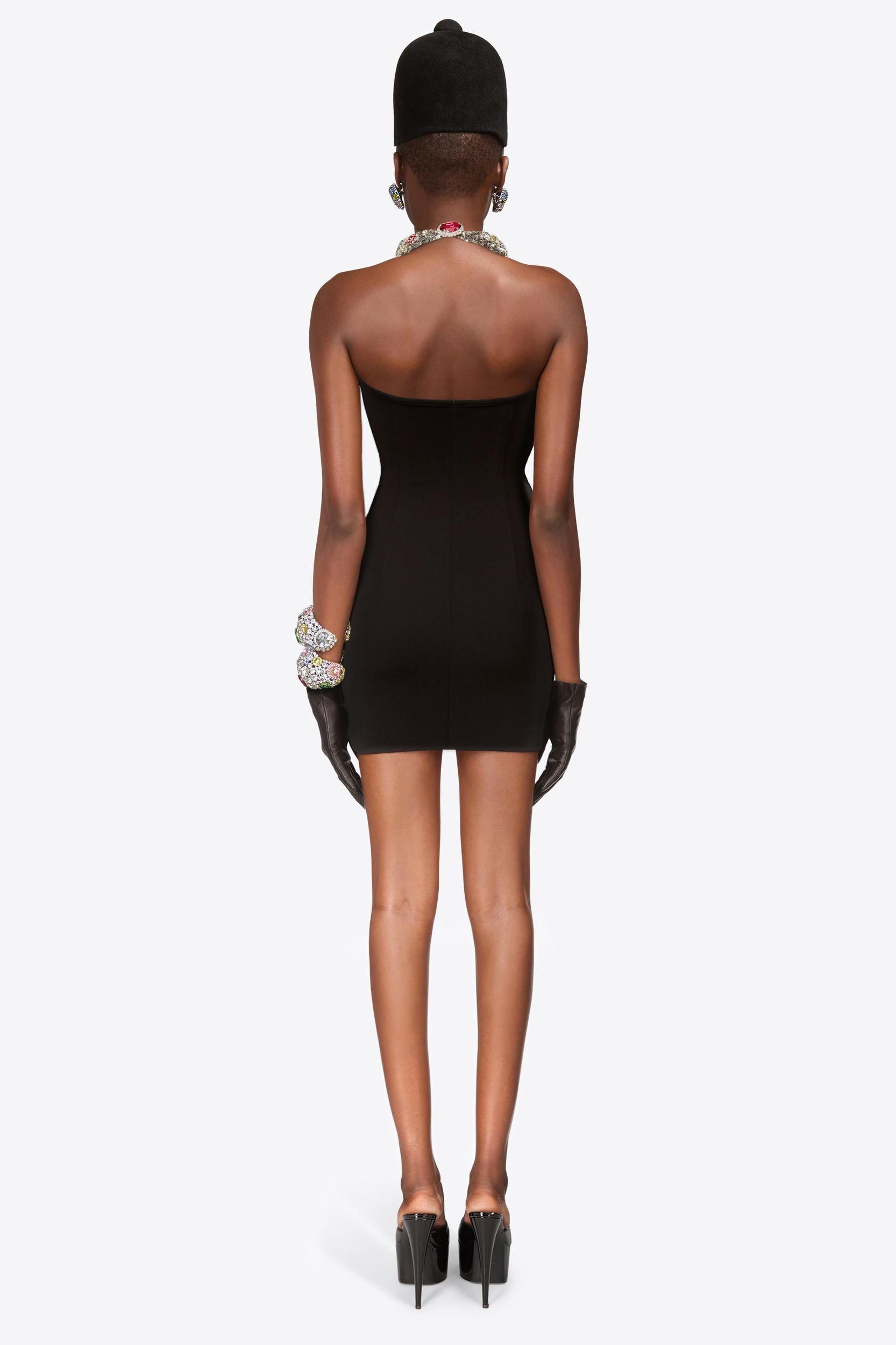 Crystal Gemstone Cluster Halter Mini Dress Product Image