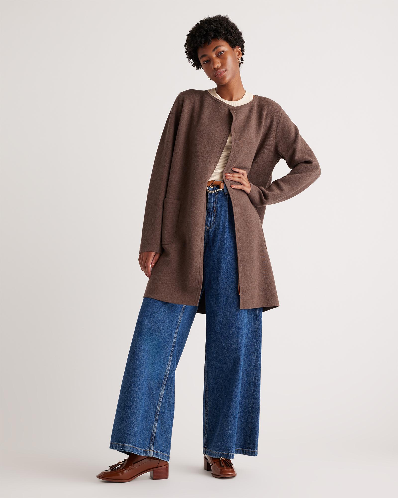 Quince | Women's Knit Collarless Coat Organic Cotton Product Image