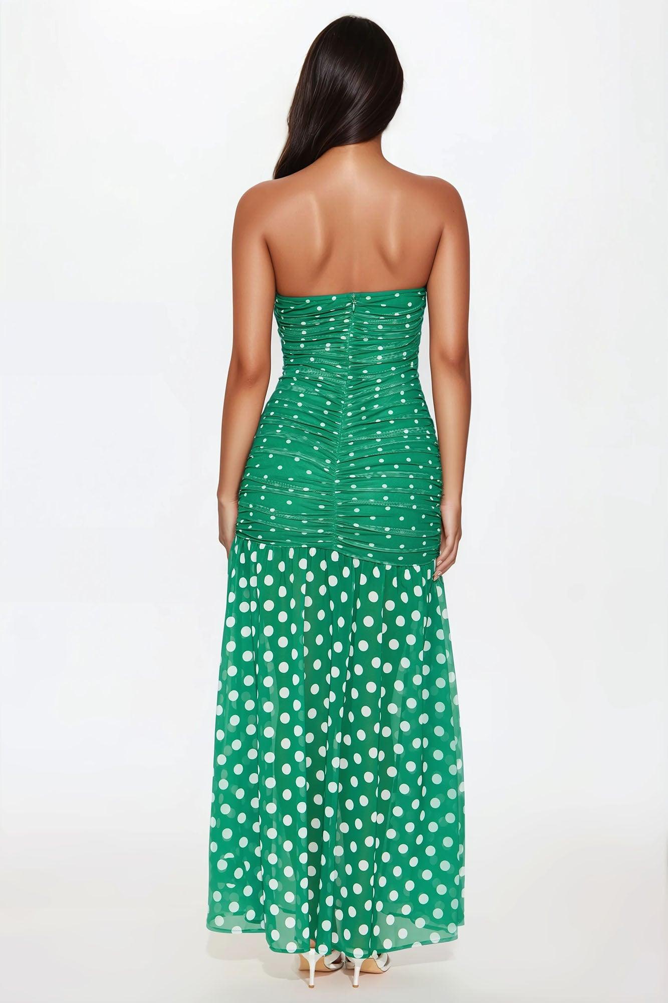 Nara Mesh Maxi Dress - Green/combo Product Image
