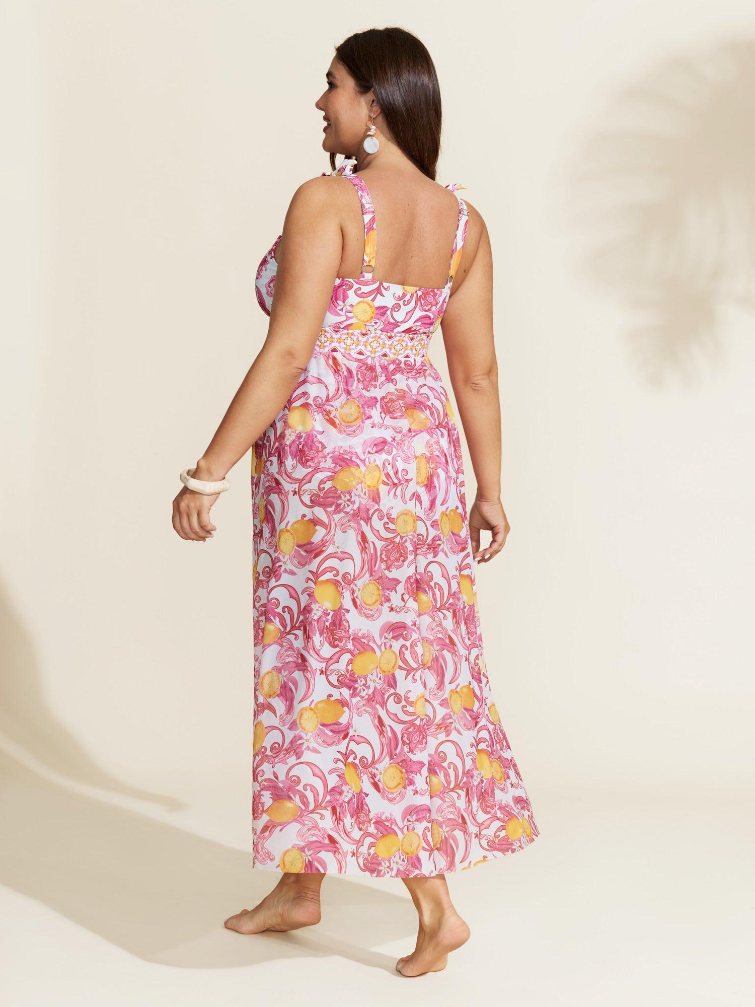 Two-Piece Citrus Print Sarong Swimsuit Female Product Image