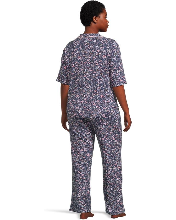 Plus Size Rose Gardens Notch Collar Girlfriend Pajama Set Product Image