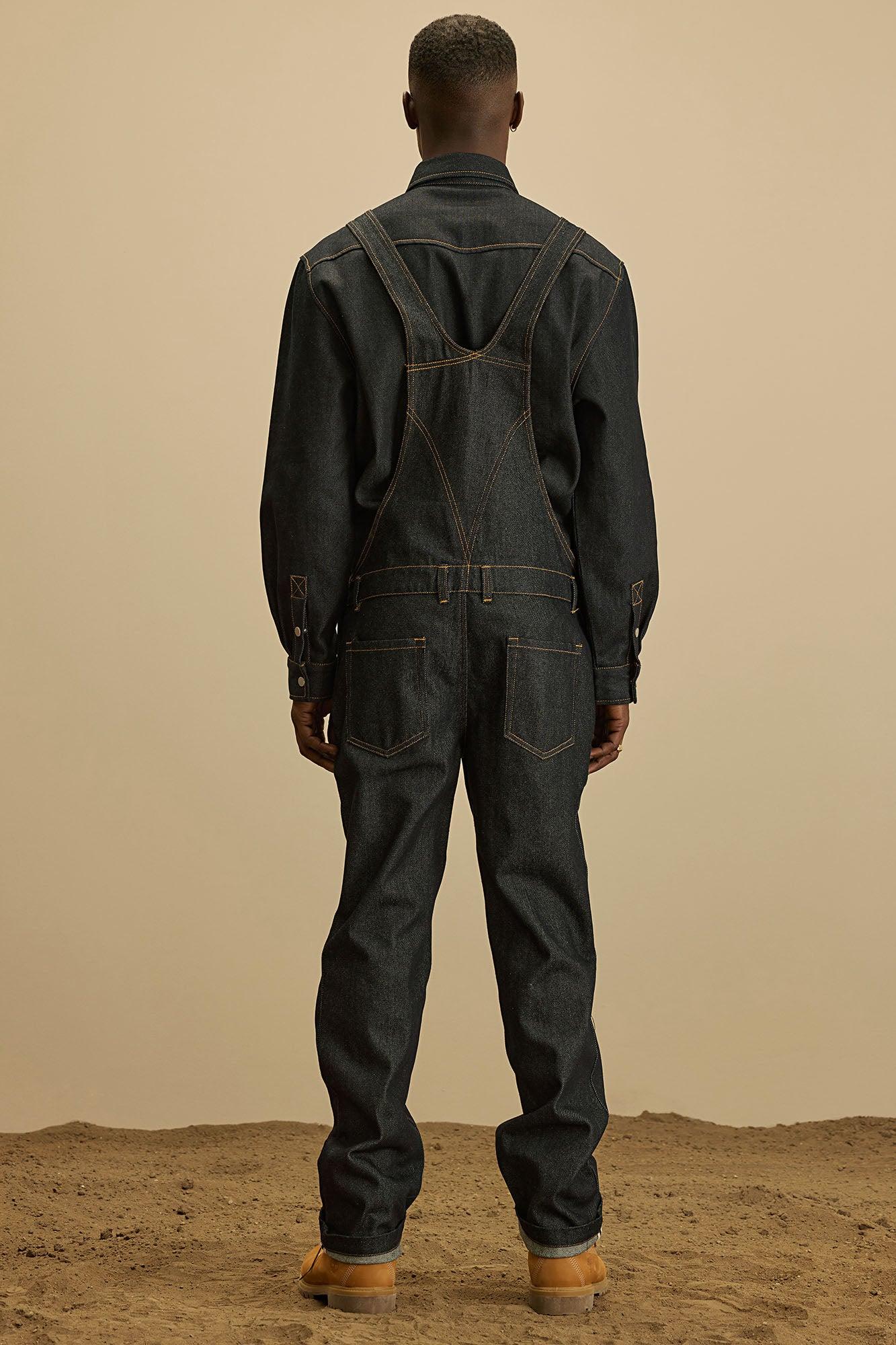 Collin Raw Denim Overalls - Indigo Product Image