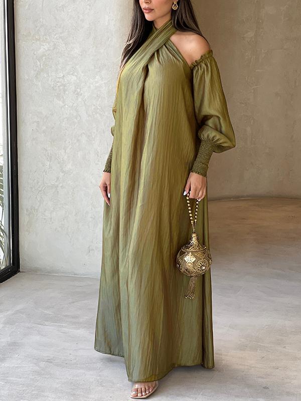 Loose Solid Color Long Sleeves Maxi Dresses Product Image