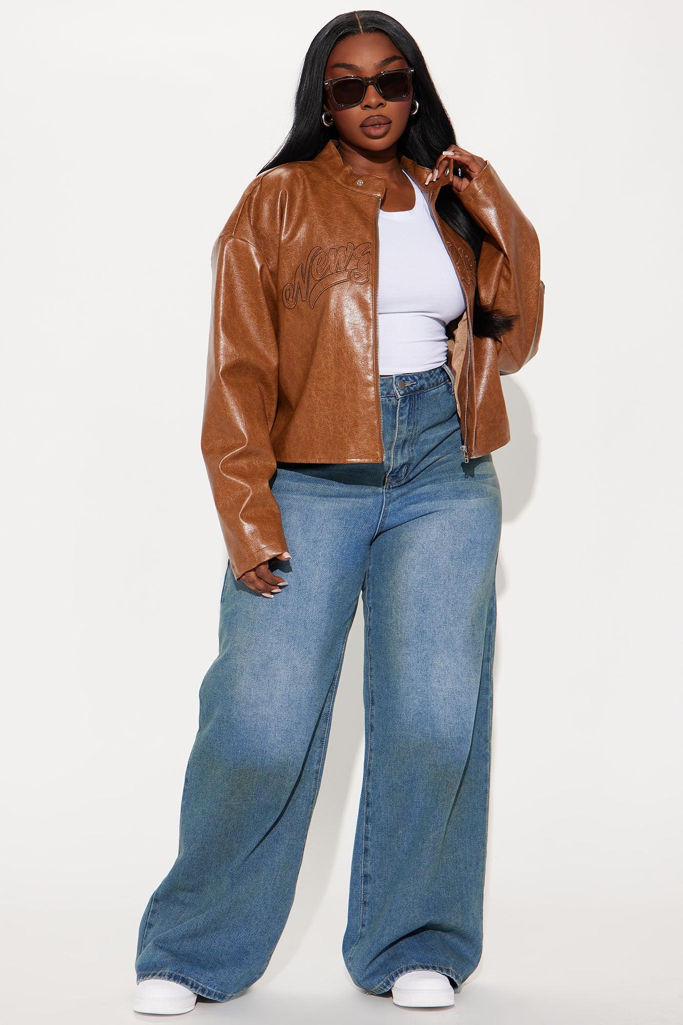 Around The City Faux Leather Jacket - Brown Female Product Image