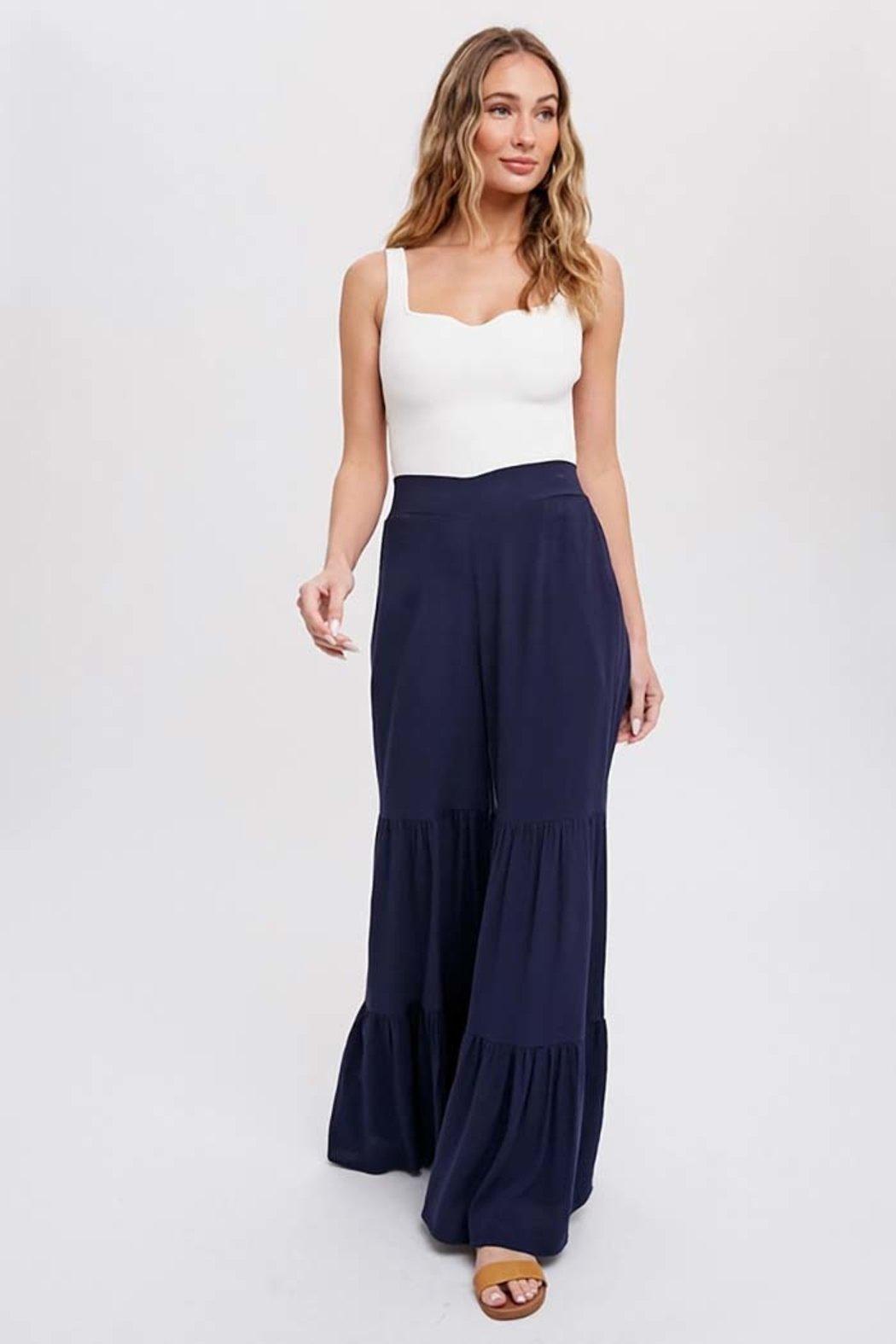 Tiered Ruffle Wide-Leg Pants Product Image