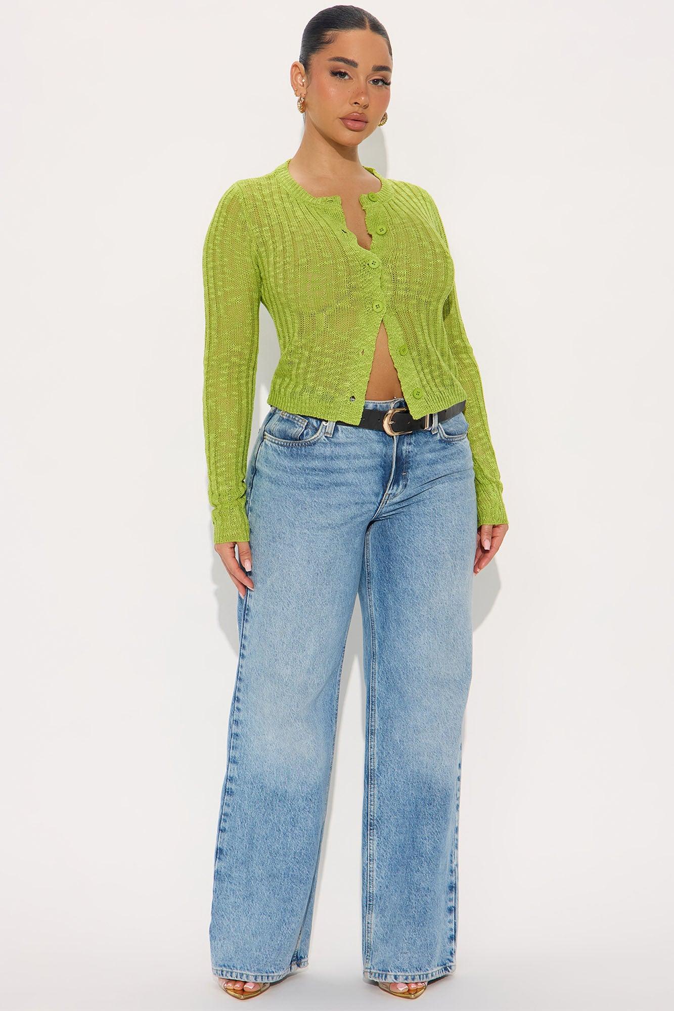 Breezy Vibe Cardigan Sweater - Green Product Image