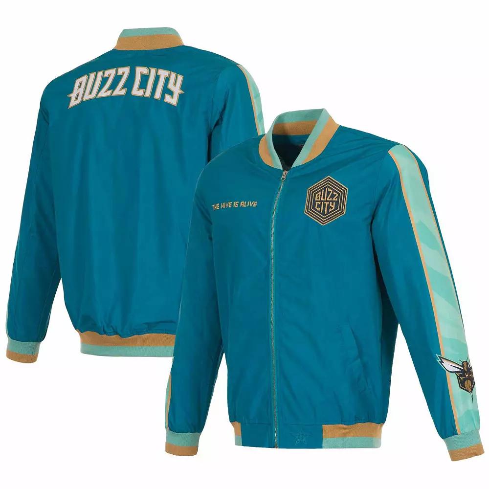 Men's JH Design Teal Charlotte Hornets 2023/24 City Edition Nylon Full-Zip Bomber Jacket, Size: XL, Chr Turquoise A Product Image