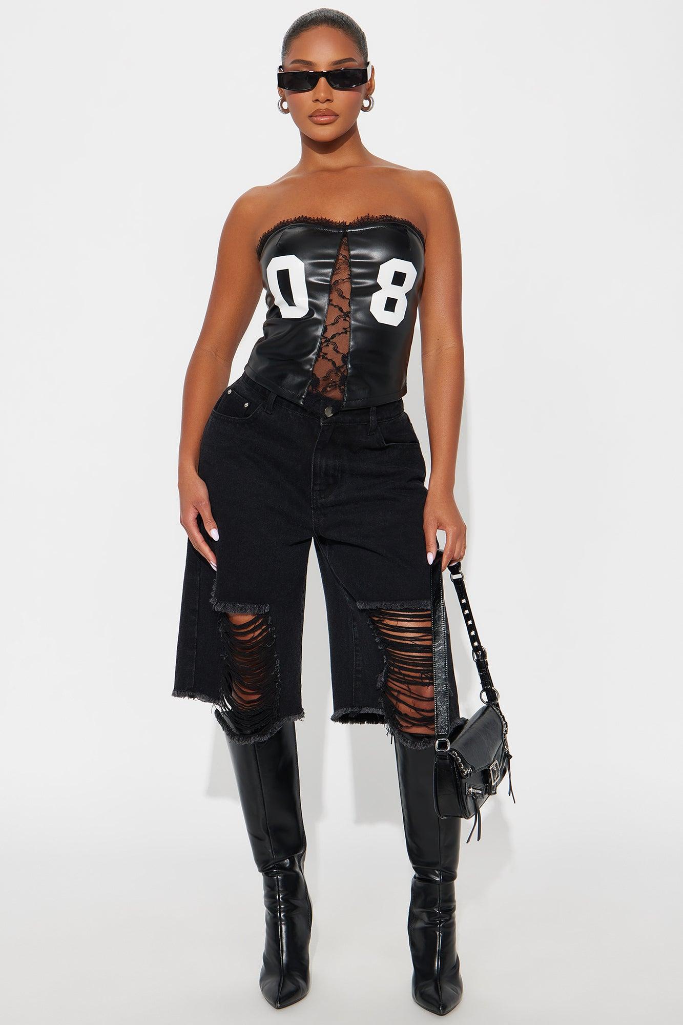 Zero Eight Faux Leather Tube Top - Black Female Product Image