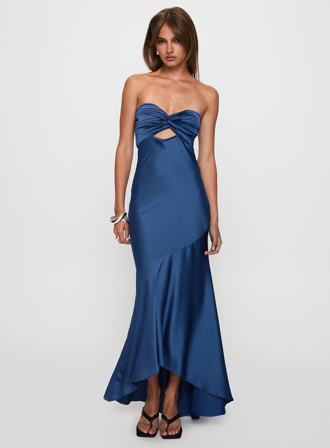 Stand A Chance Twist Detail Maxi Dress Navy Product Image