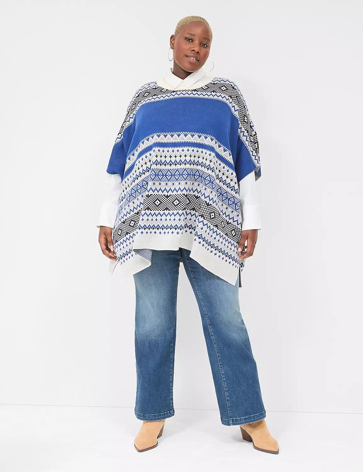Fair Isle Poncho Sweater Product Image