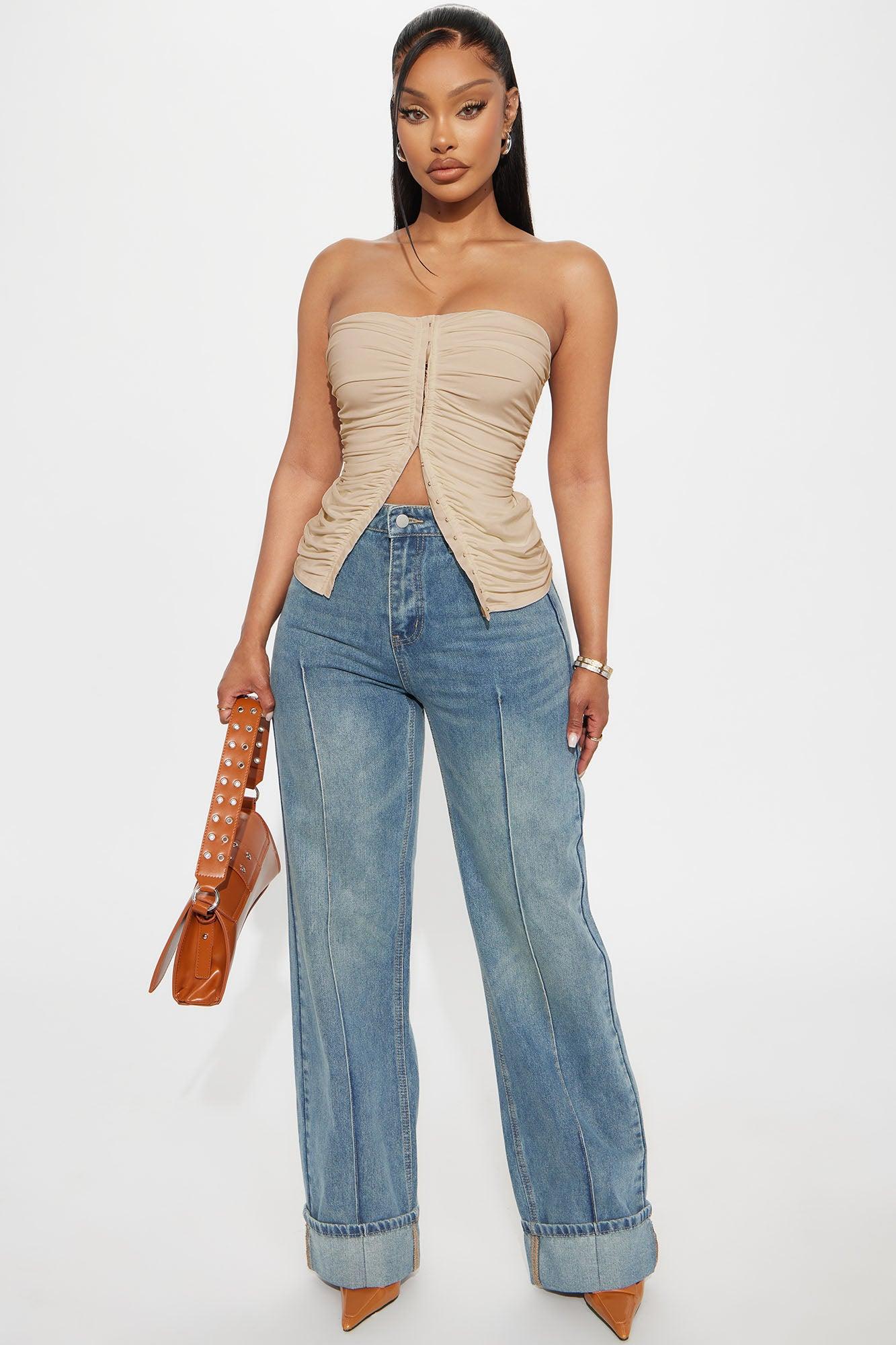 Run It Up Ruched Tube Top - Khaki Female Product Image