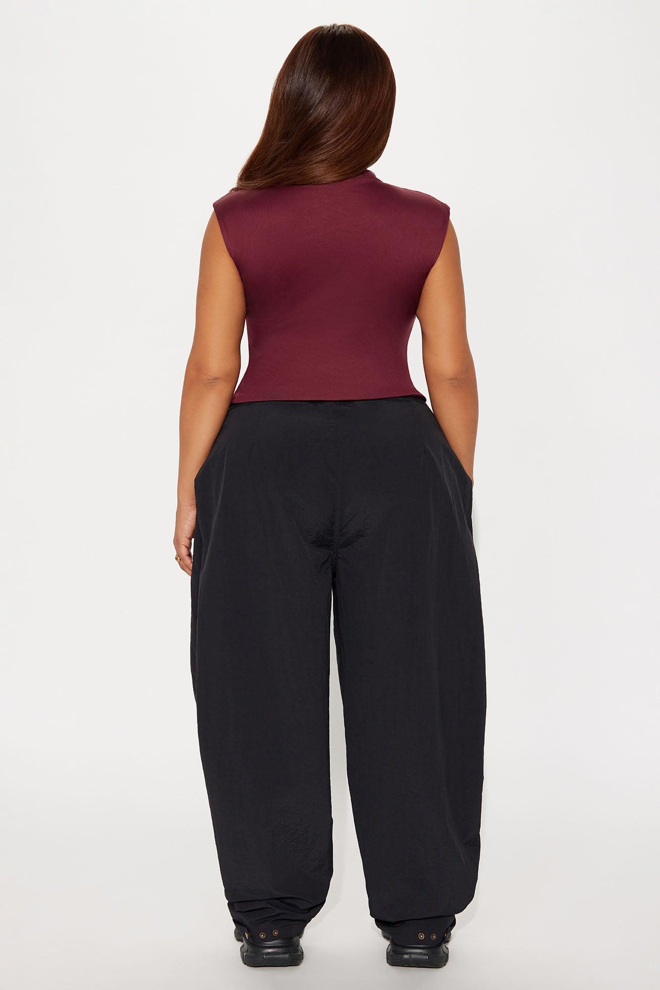 Contour Double Lined Mock Neck Top - Wine Female Product Image