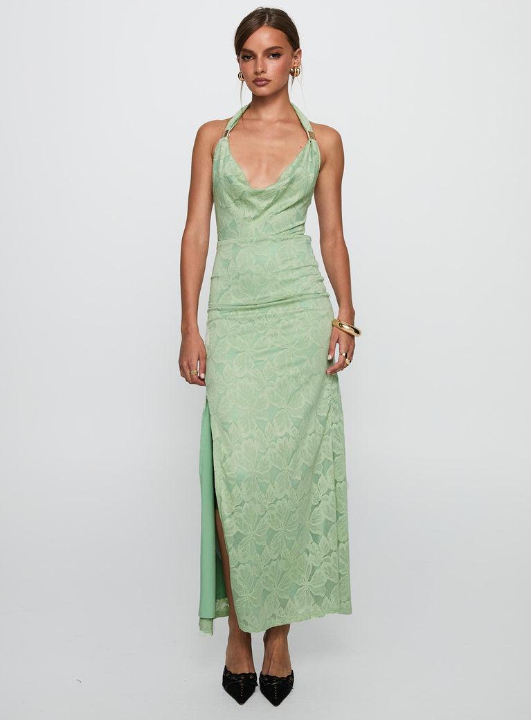 Starfall Halter Maxi Dress Sage Product Image