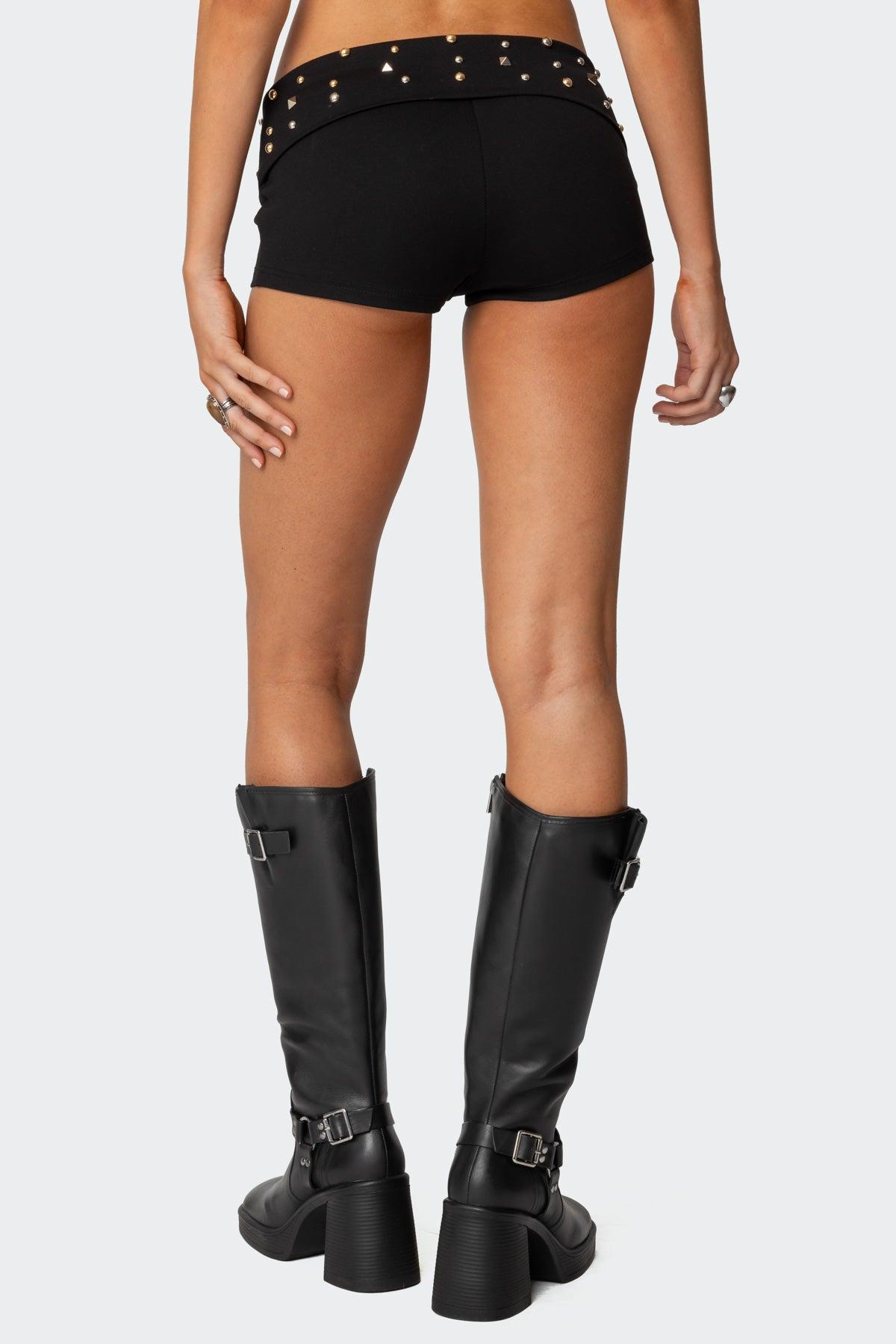 Studded Foldover Micro Shorts Product Image