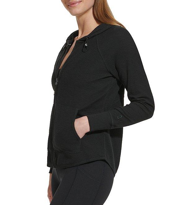 DKNY Sport by Donna Karan Long Sleeve Full Zip Mini Slub Waffle Pocketed Hoodie Product Image