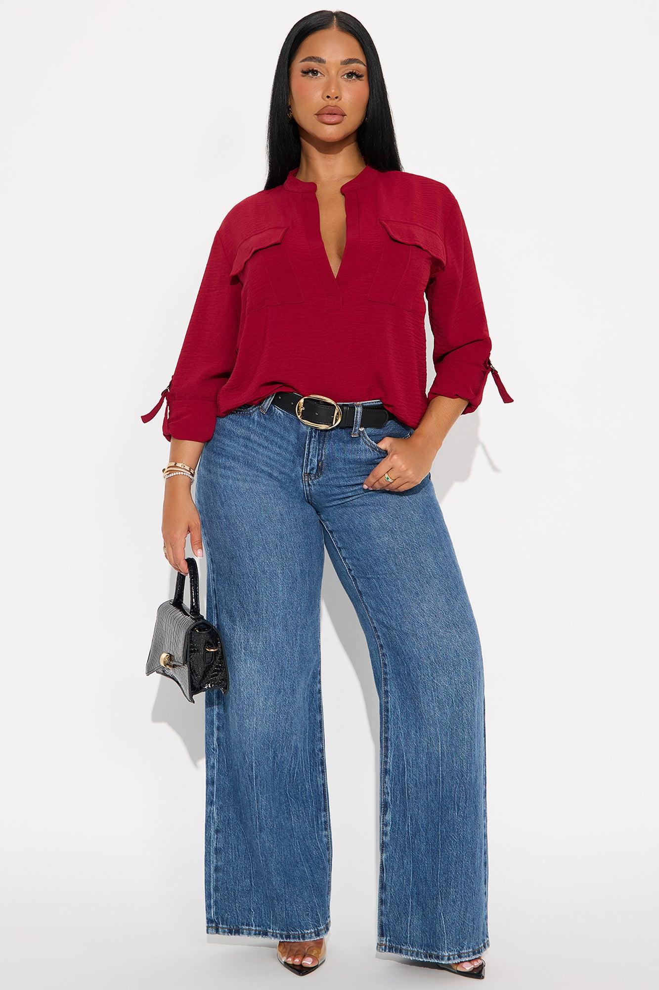 Solange Blouse Top - Burgundy Female Product Image