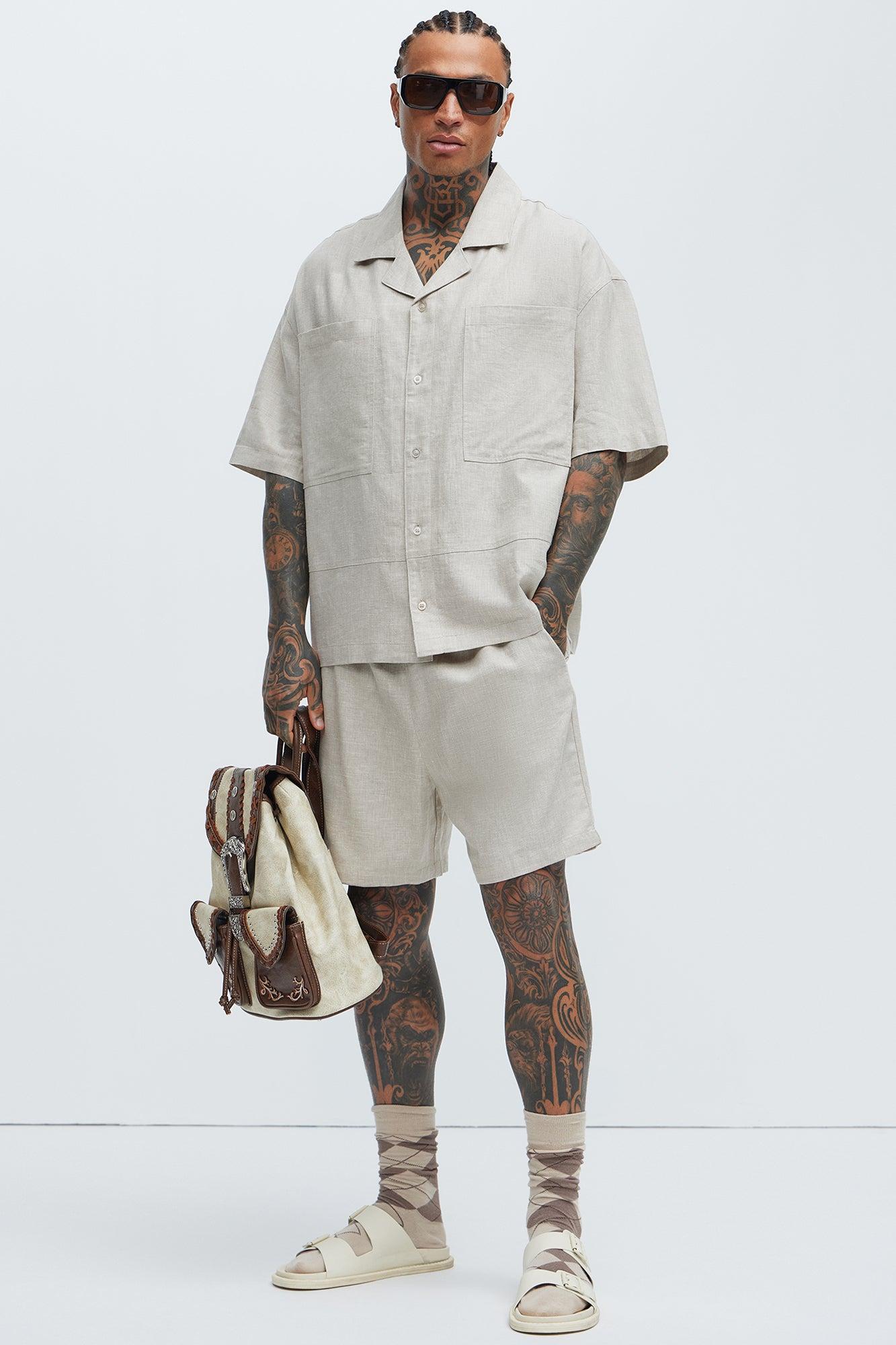 Bahamas Linen Cuban Boxy Shirt - Stone Product Image