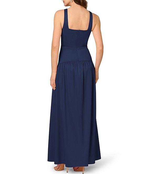 Aidan Mattox Mikado Square Neck Sleeveless Drop Waist Gown Product Image