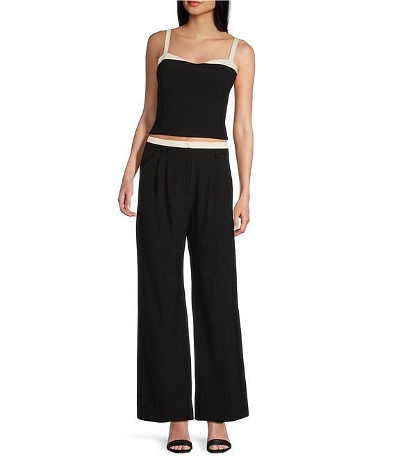 I.N. San Francisco Mid Rise Double Waistband Coordinating Wide Leg Pants Product Image