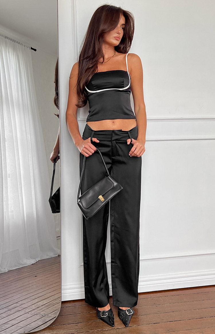 Maeve Black Satin Pants Product Image