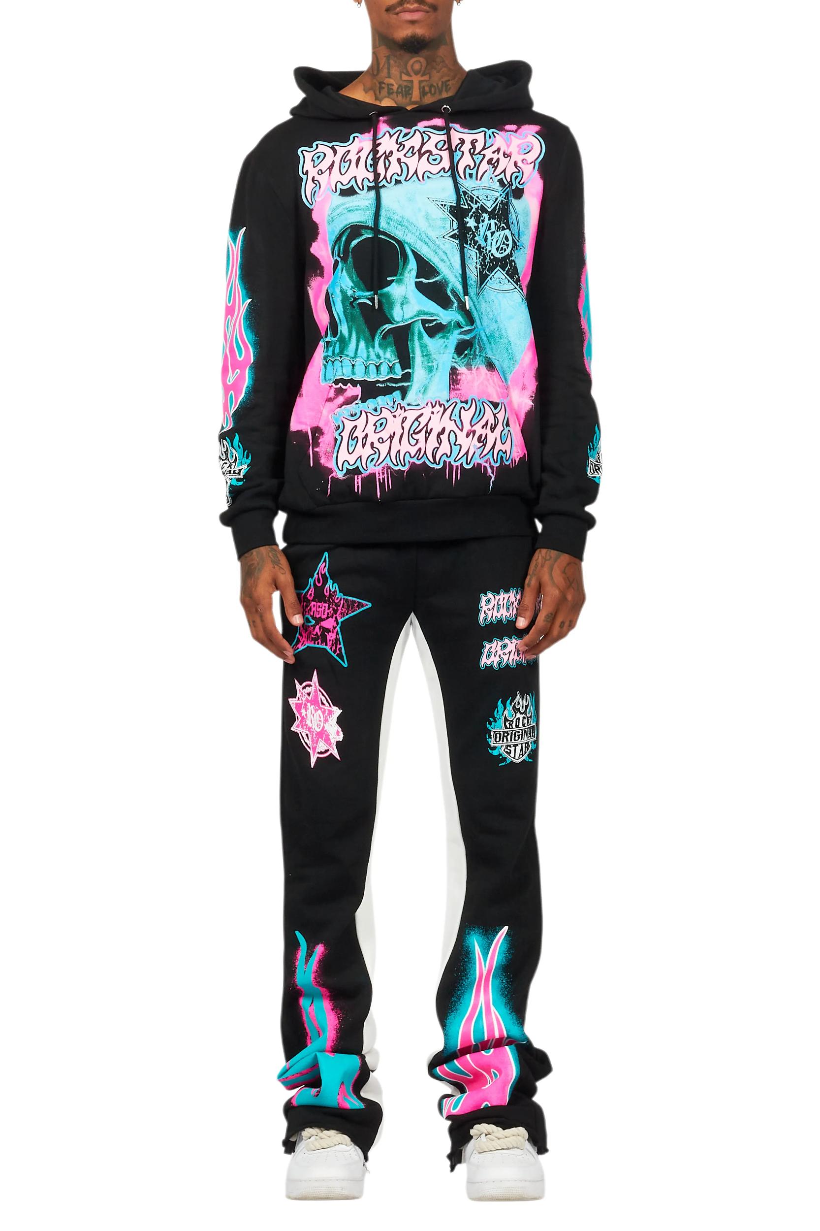 Adkin Black Hoodie/Baggy Track Pant Set Male Product Image